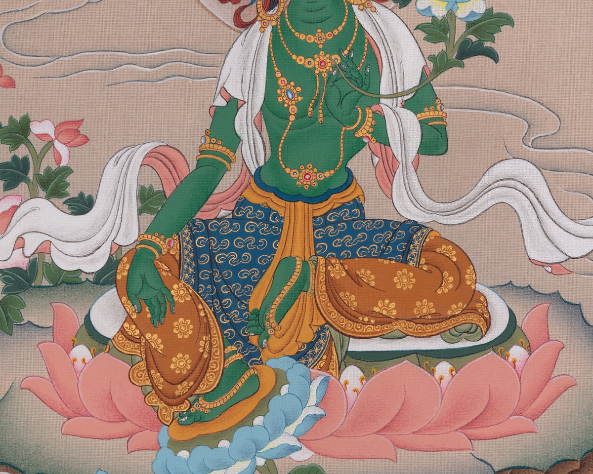 Green Tara Himalayan Thangka | Mother of Liberation | Swift Protection