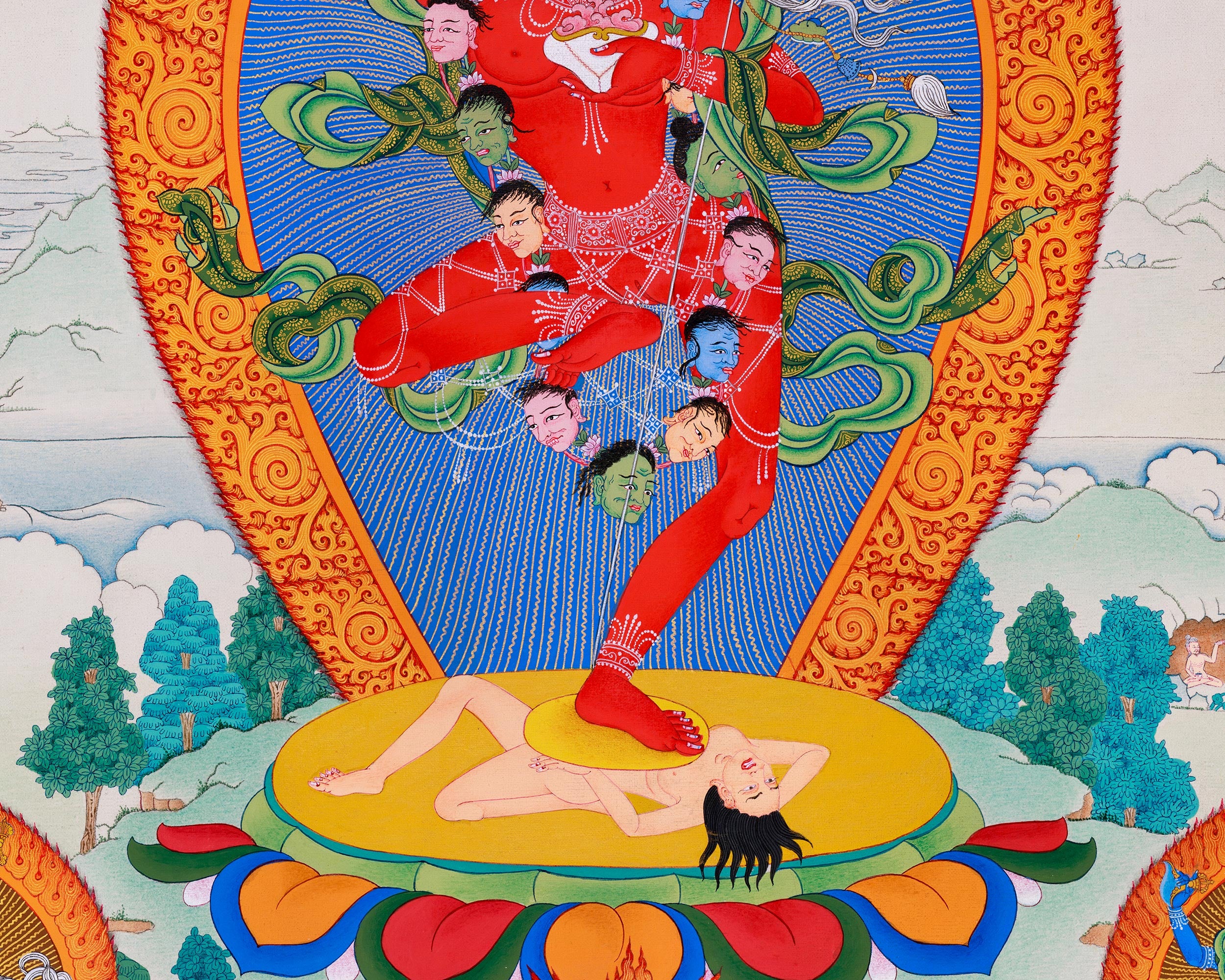 Dorje Phagmo with Four Dakini Thangka | Karma Kagyu Tradition | Exclusive Tibetan Painting