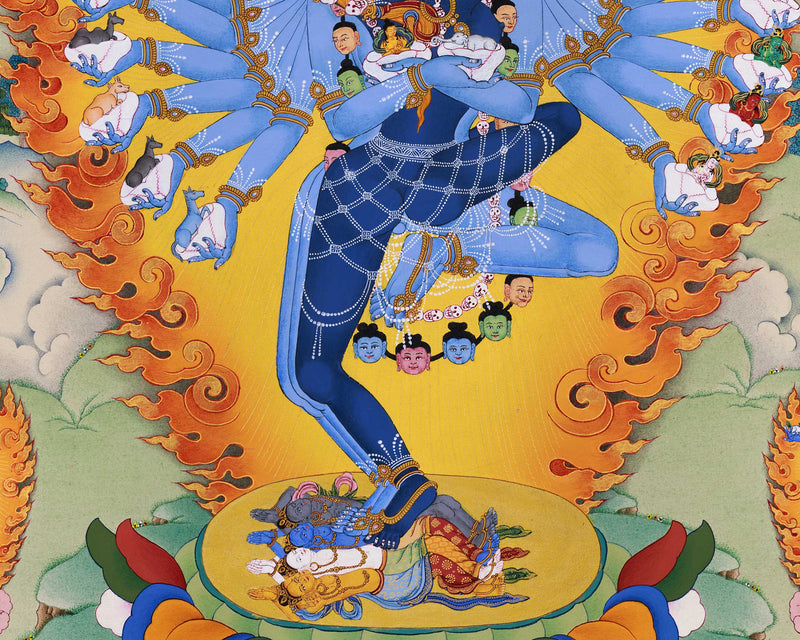 The Embodiment of Tantric Wisdom: A Hand-Painted Hevajra Thangka