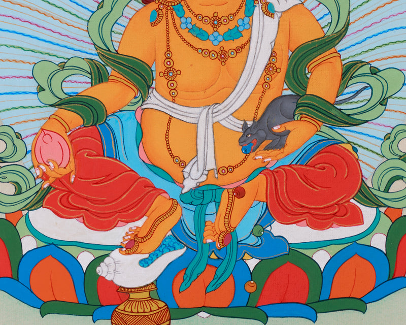 Yellow Dzambhala, The Wealth Deity Thangka