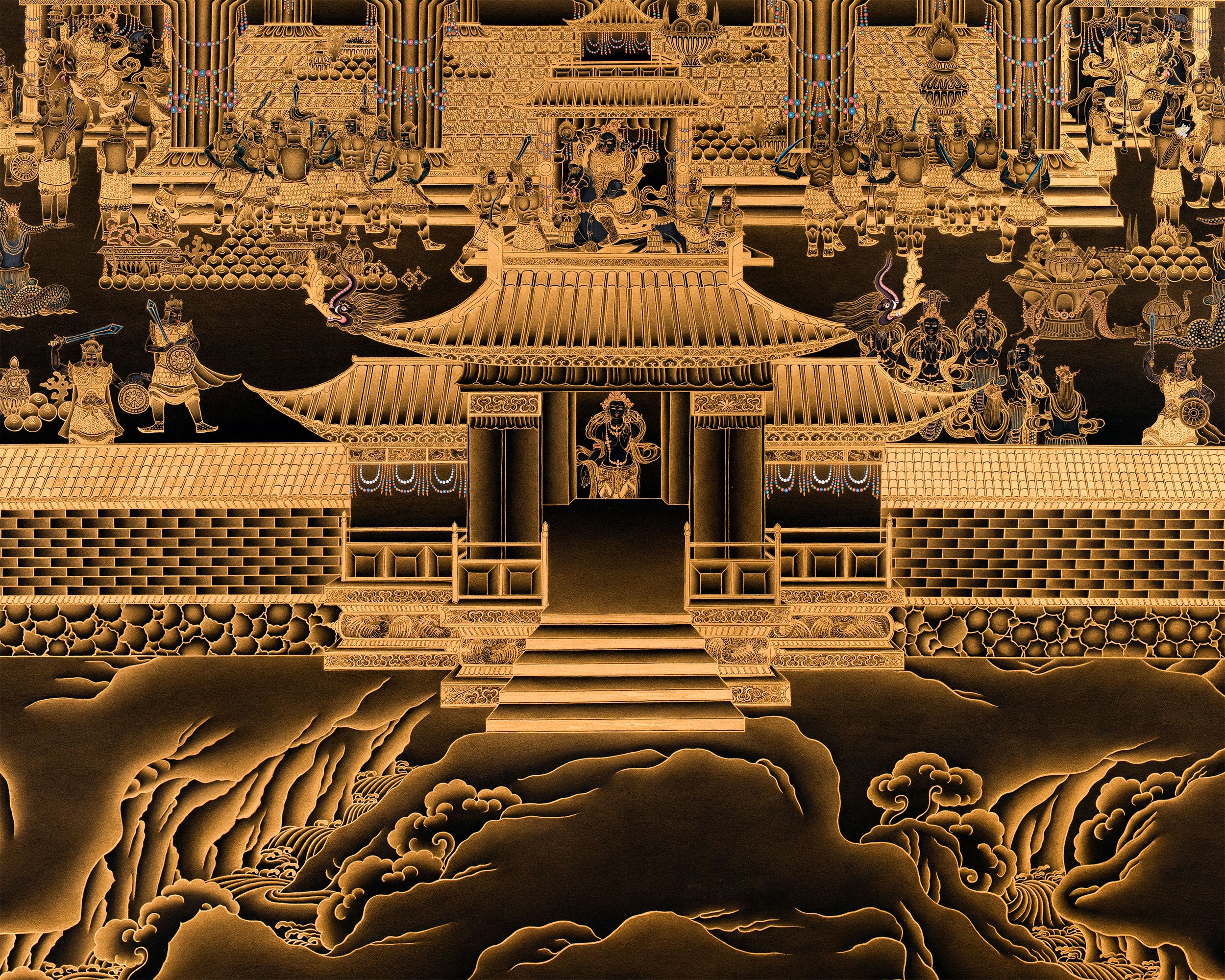 Exclusive Namtoshe Palace Canvas Print | Tibetan Wealth Deity in Nakthang Style
