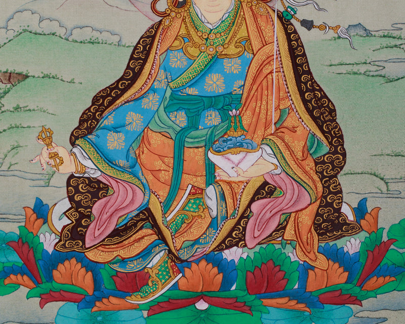 Lotus Born Buddha, Guru Rinpoche Thangka | Hand-Painted Padmasambhava Art