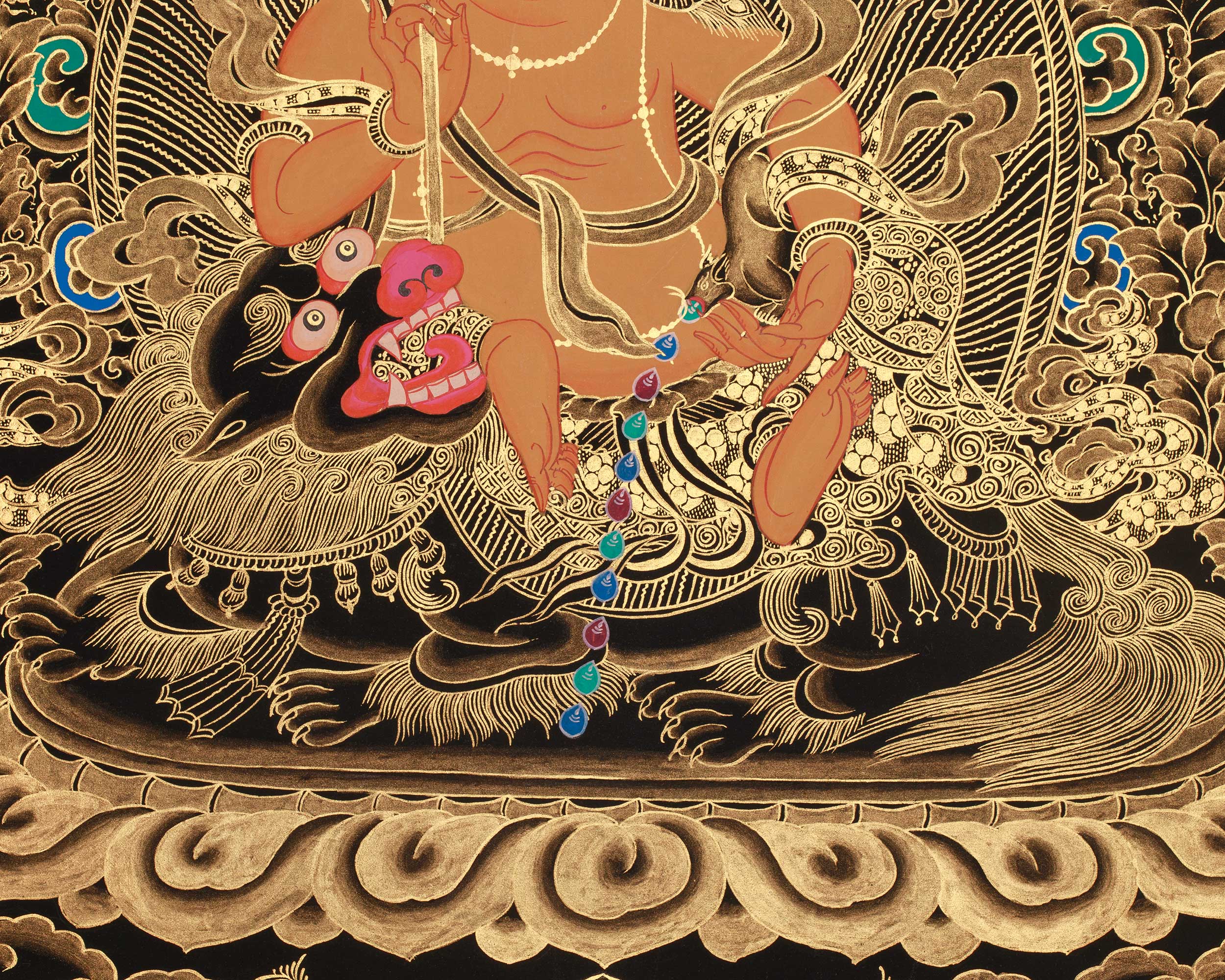 Gold Style Namtose Thangka Painting | Original Hand-Painted Buddha of Wealth