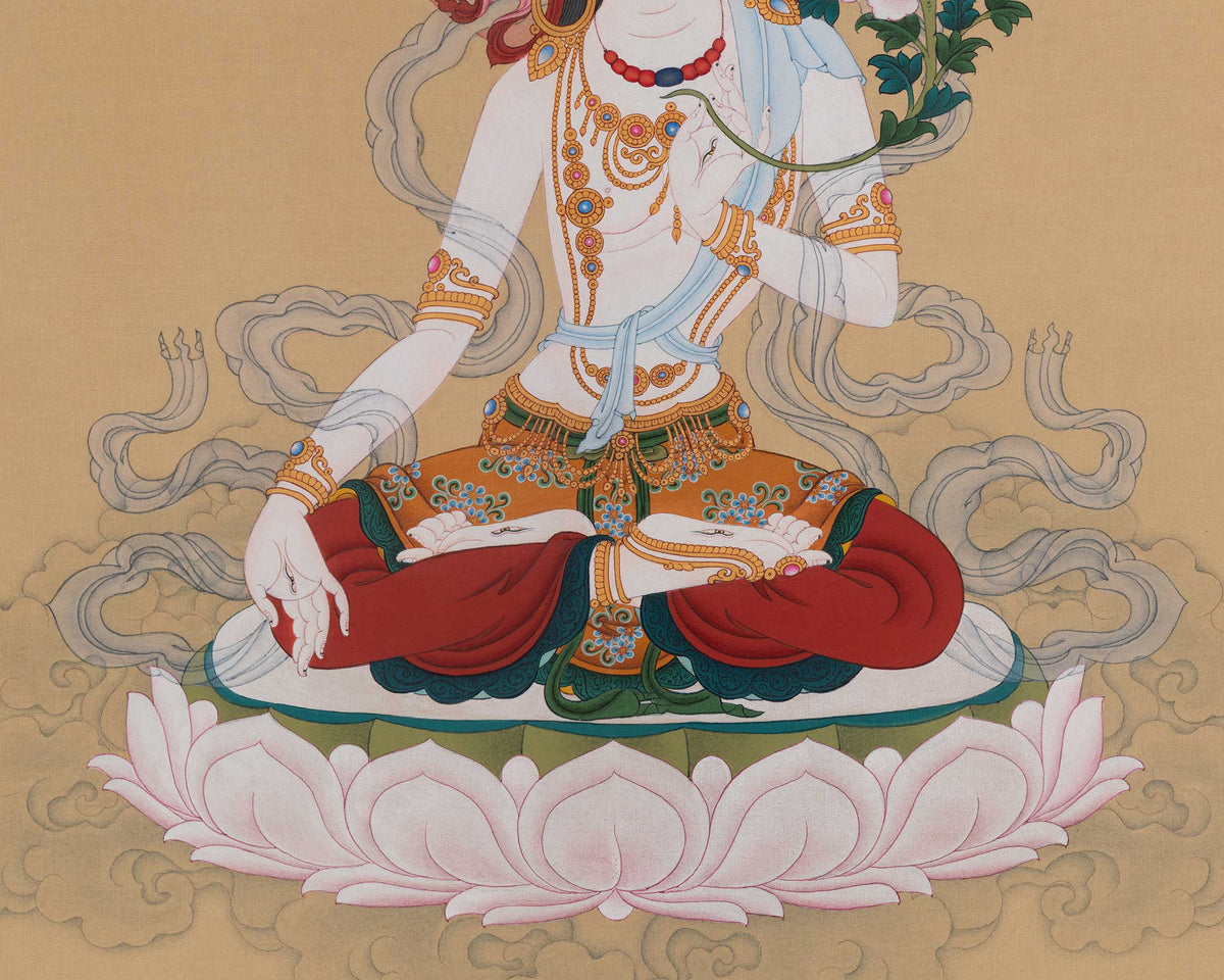 Traditional White Tara Buddhist Art | Sita Tara | Healing Deity