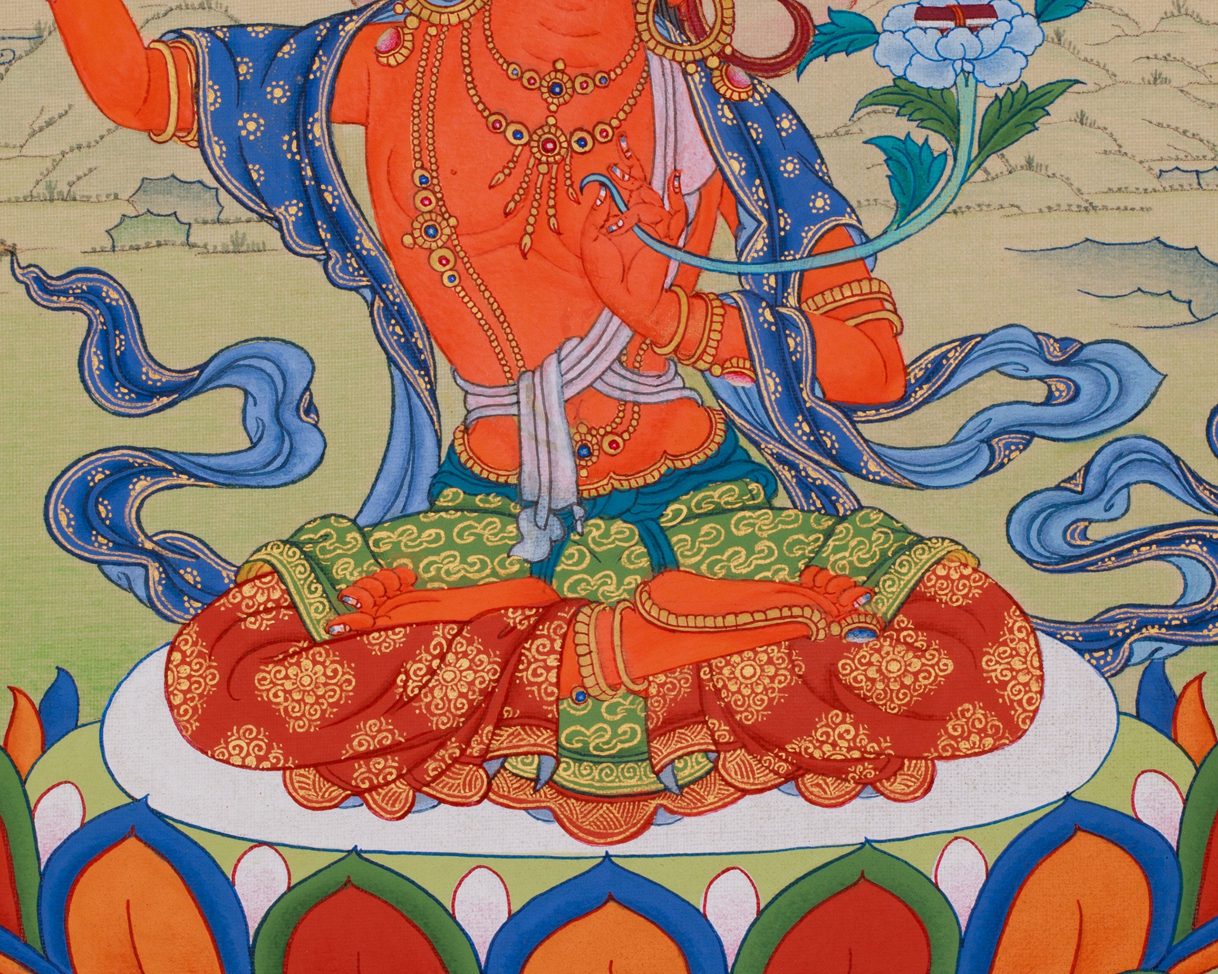 Sacred Thangka Of Manjushri | Bodhisattva Art | Meditation Altar