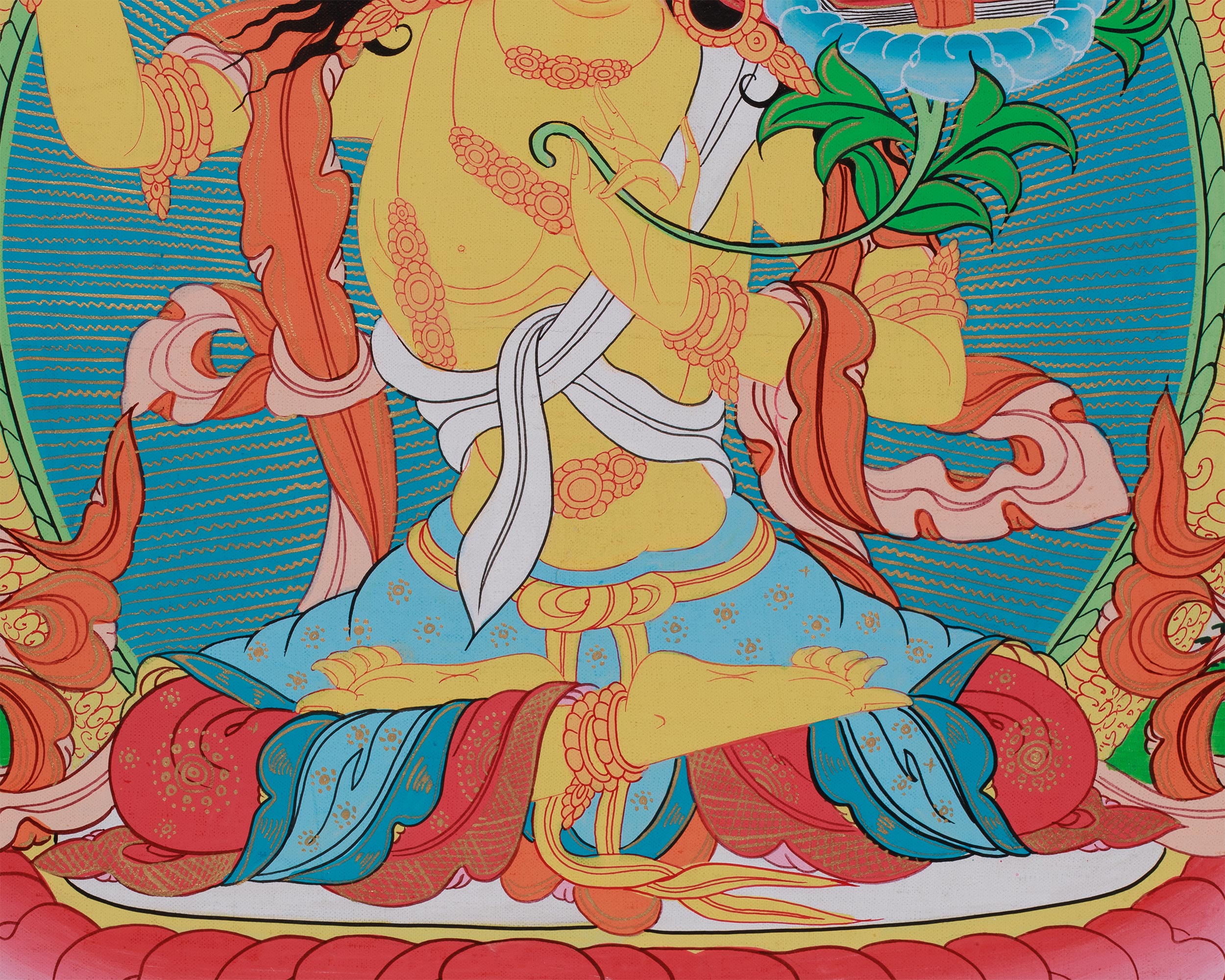 Manjushri Wall Hanging Thangka | Hand-Painted Tibetan Buddhist Art