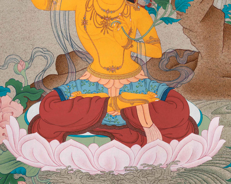 Thangka Artistry of Manjushri | Embodiment of Supreme Wisdom | For Spiritual Awakening