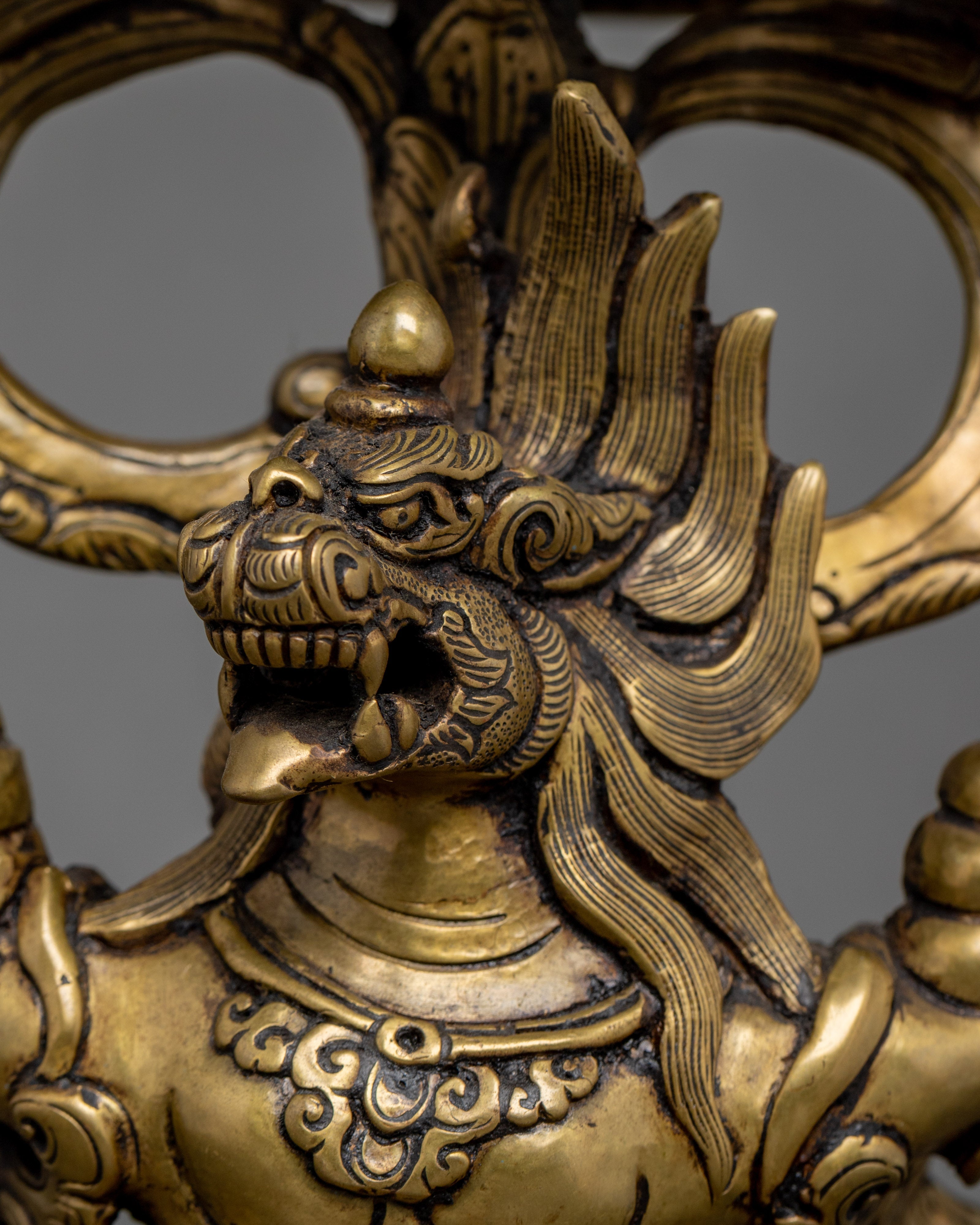 Vintage Lion Oil Lamp Set | Tibetan Home Decor | Ancient Practices