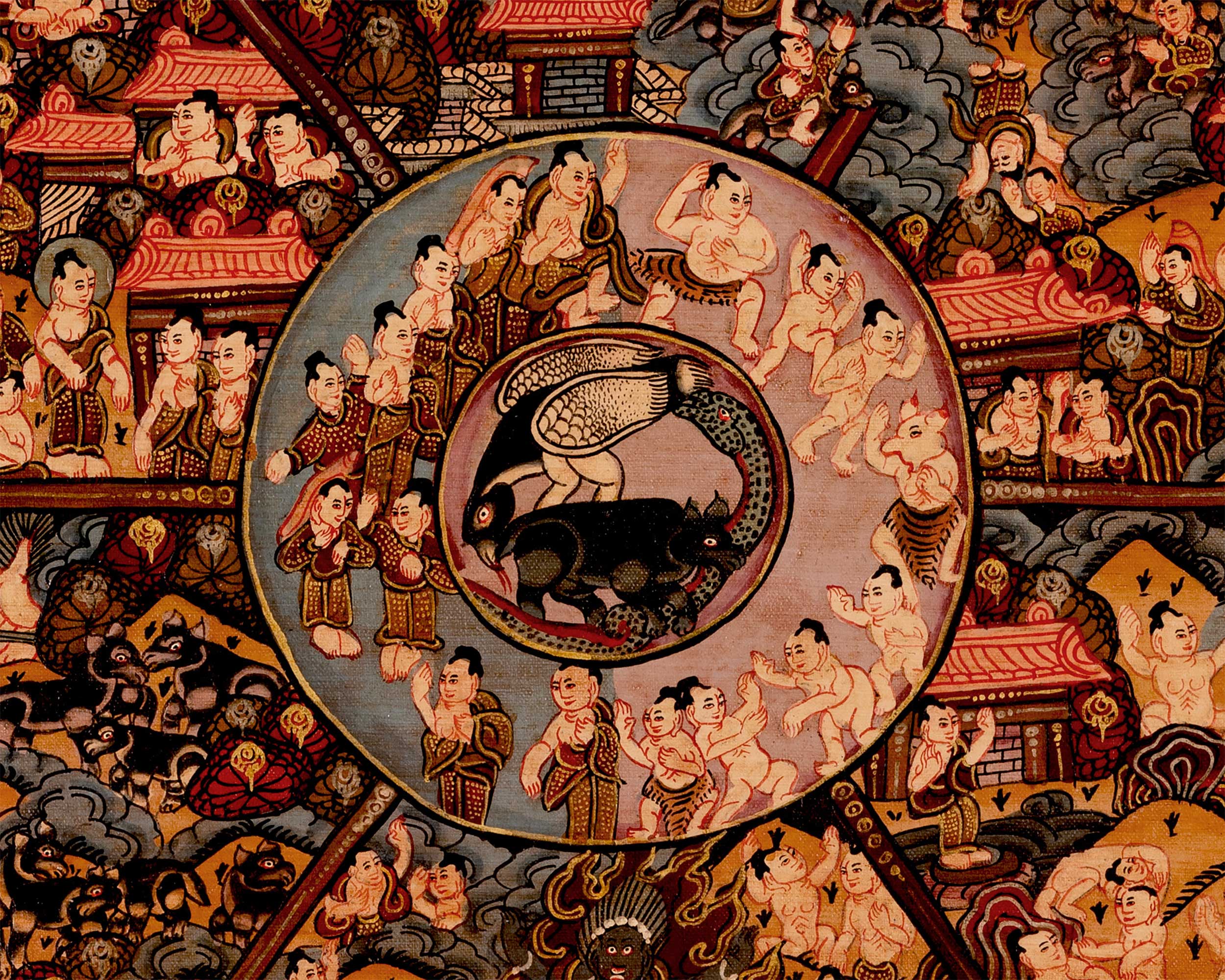 Oil Varnished Wheel of Life Thangka | A Sacred Symbol of Samsara and Enlightenment