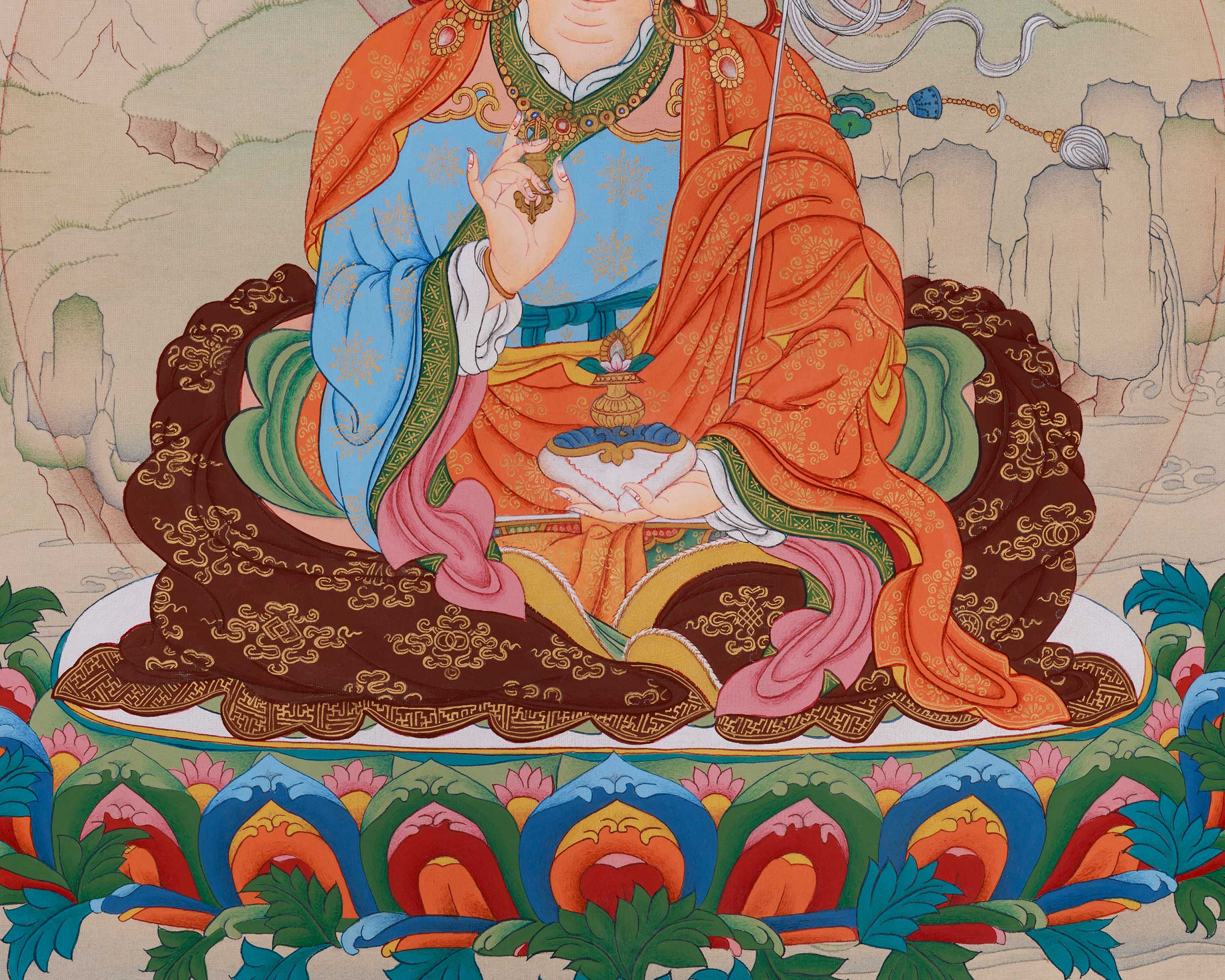 Thangka of Enlightened Master Guru Rinpoche | Second Buddha of Enlightenment and Protection