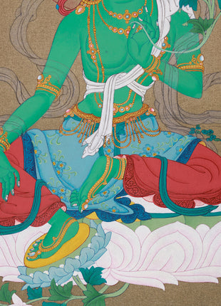 Shyama Green Tara Thangka Painting | Buddhist Goddess of Compassion and Resilience