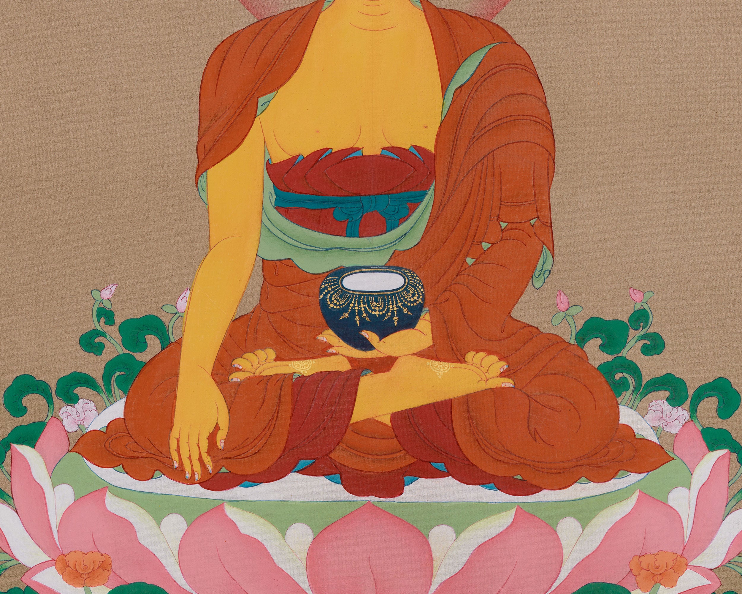 Spiritual Thangka Of Shakyamuni Buddha | Siddhartha Gautama | Himalayan Art Of Peace & Enlightenment |