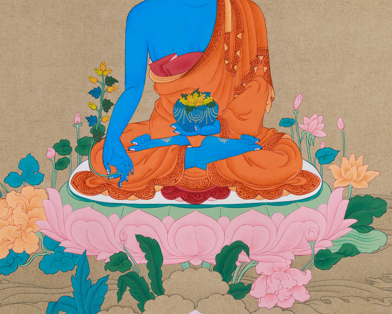 Supreme Healer Bhaisajyaguru Thangka | A Beacon of Health and Spiritual Enlightenment