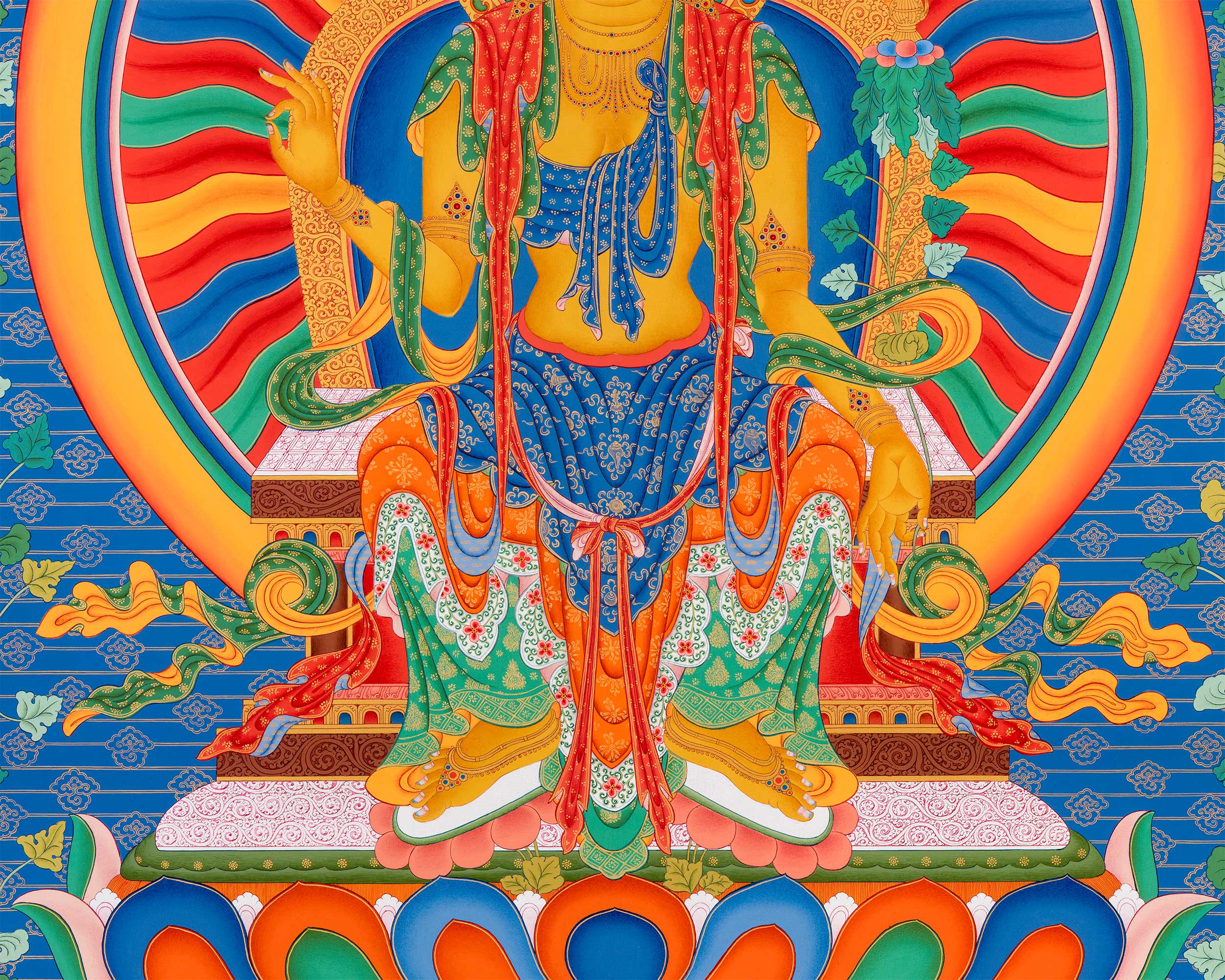 Maitreya Bodhisattva Thangka Print | The Future Buddha |  Buddhist Spiritual Gift Ideas