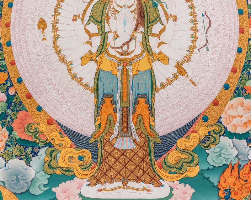 Thousand-Armed Chenresig Thangka Print | Bodhisattva of Compassion | Artwork Of Avalokiteshvara