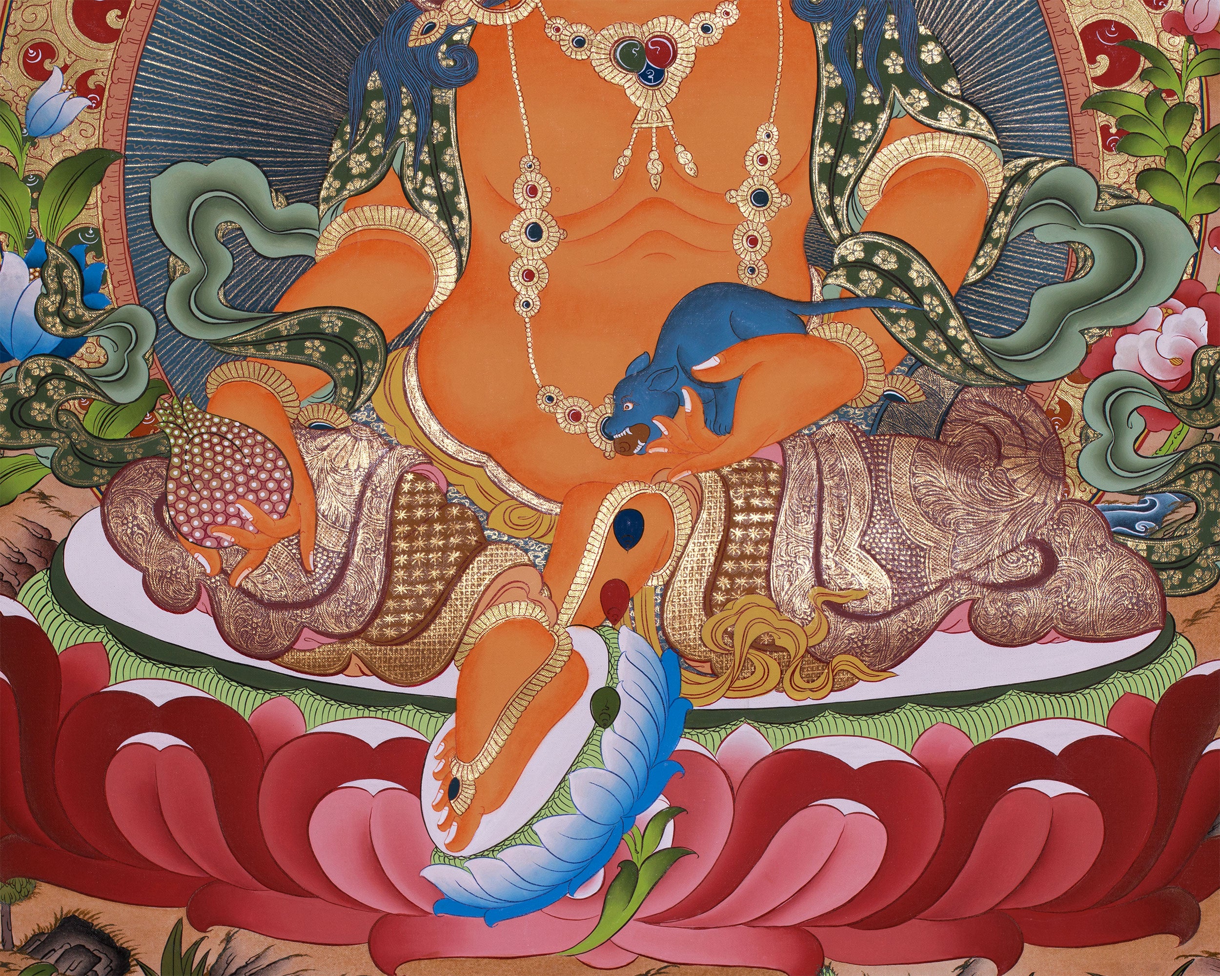 Original Buddhist Dzambhala Painting | God of Wealth and Abundance