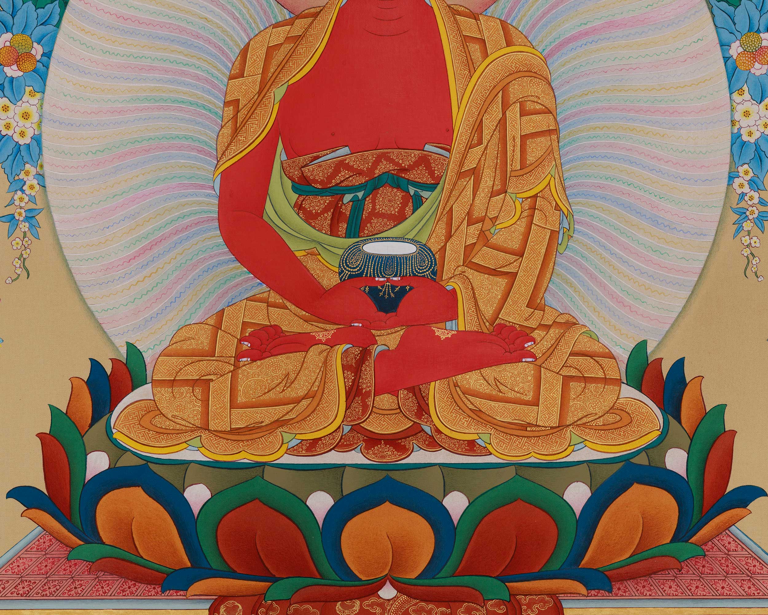 Amitabha Buddha with Bodhisattva Thangka | Infinite Wisdom Deity