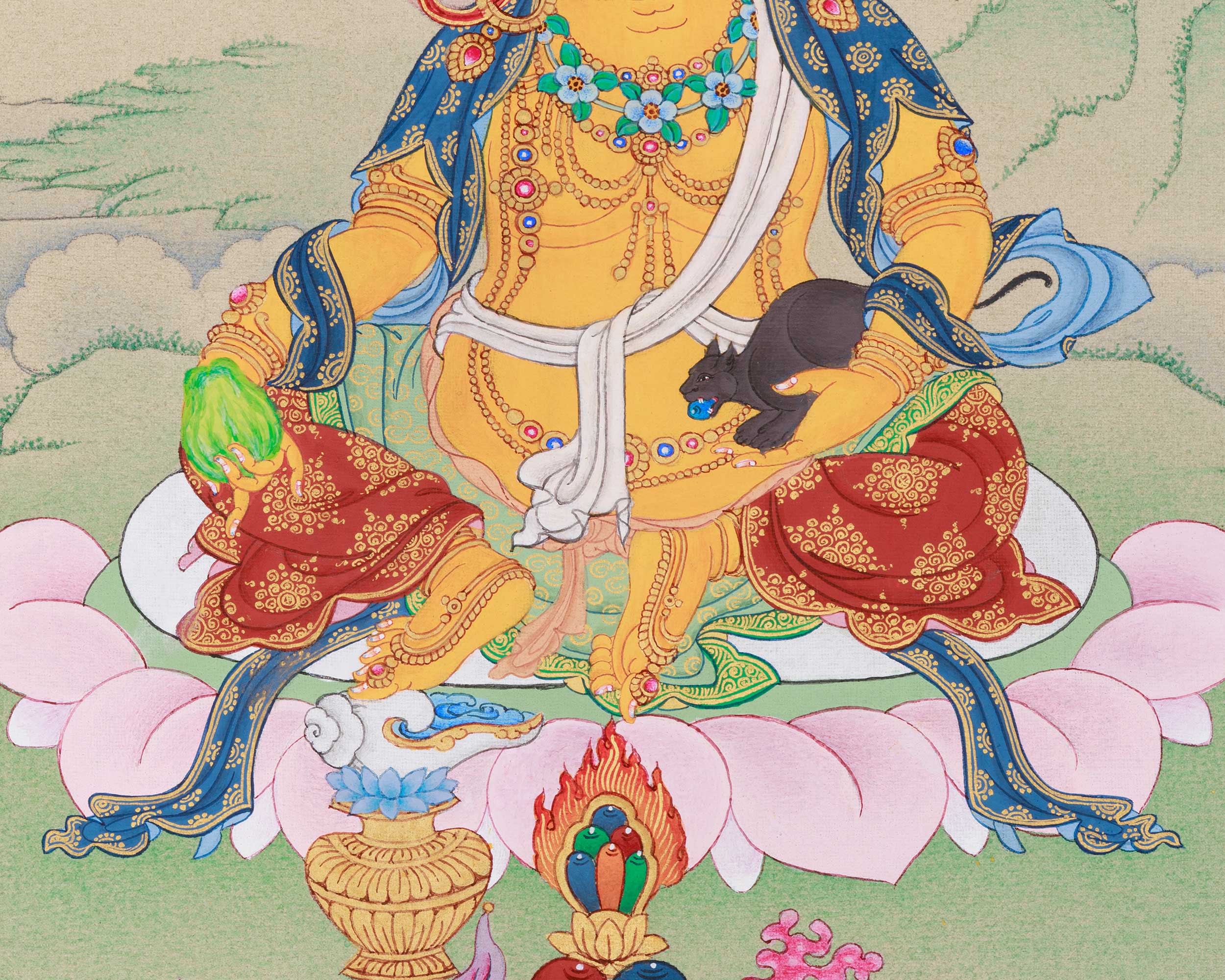 Sacred Yellow Jambhala Artwork | Guardian of Wealth and Fortune