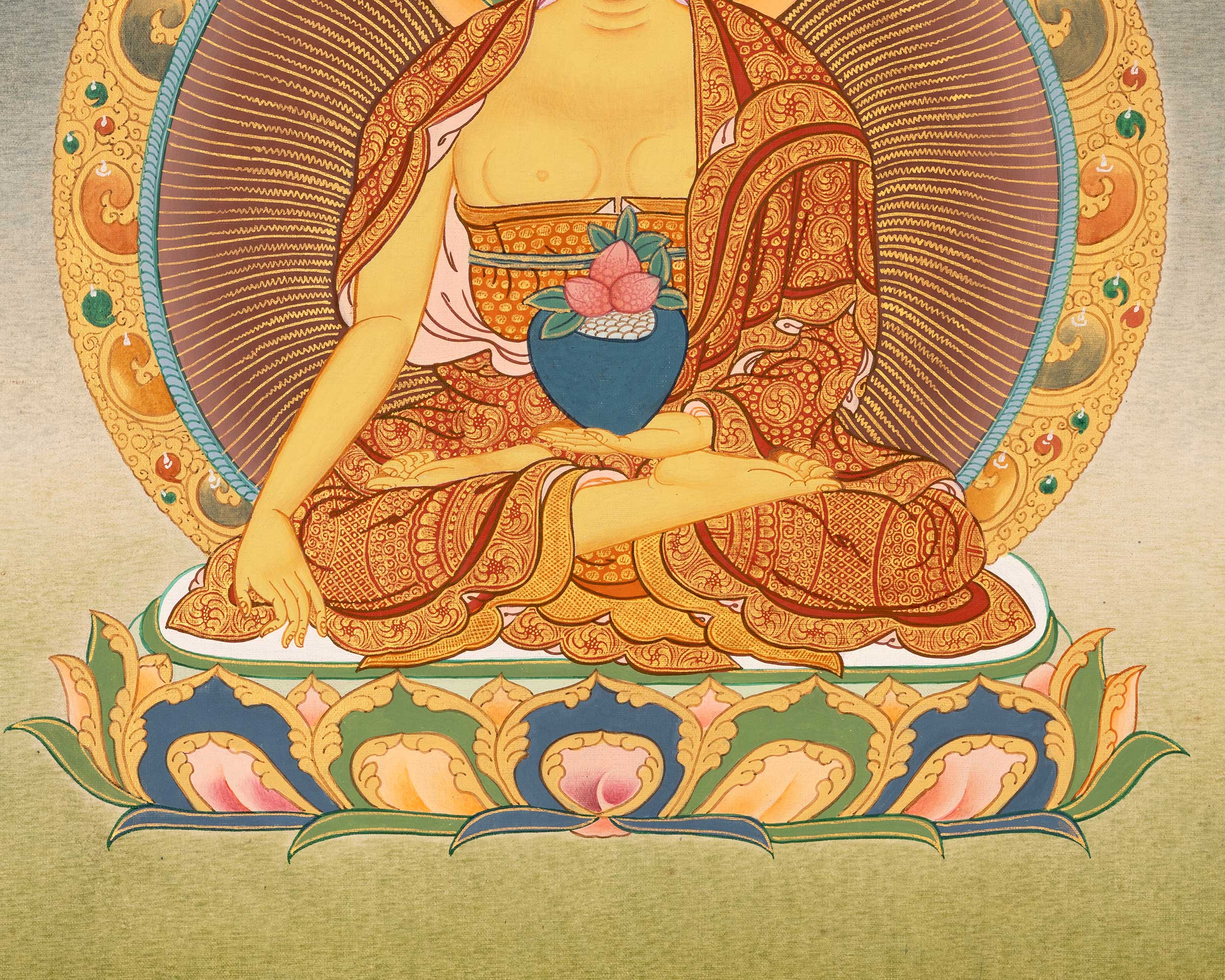 Small Size Shakyamuni Buddha Thangka | Original Tibetan Buddhist Religious Painting |