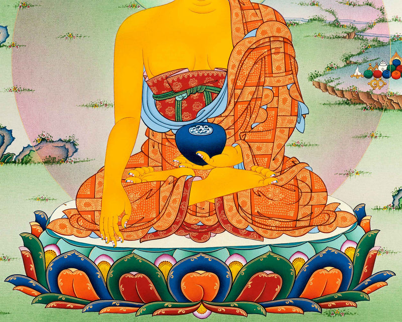 Shakyamuni Buddha Thangka Print for Spiritual Awakening | The Canvas Of Enlightenment