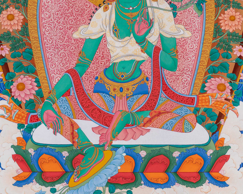 Exceptional Green Tara Thangka from Enlightenment Studio