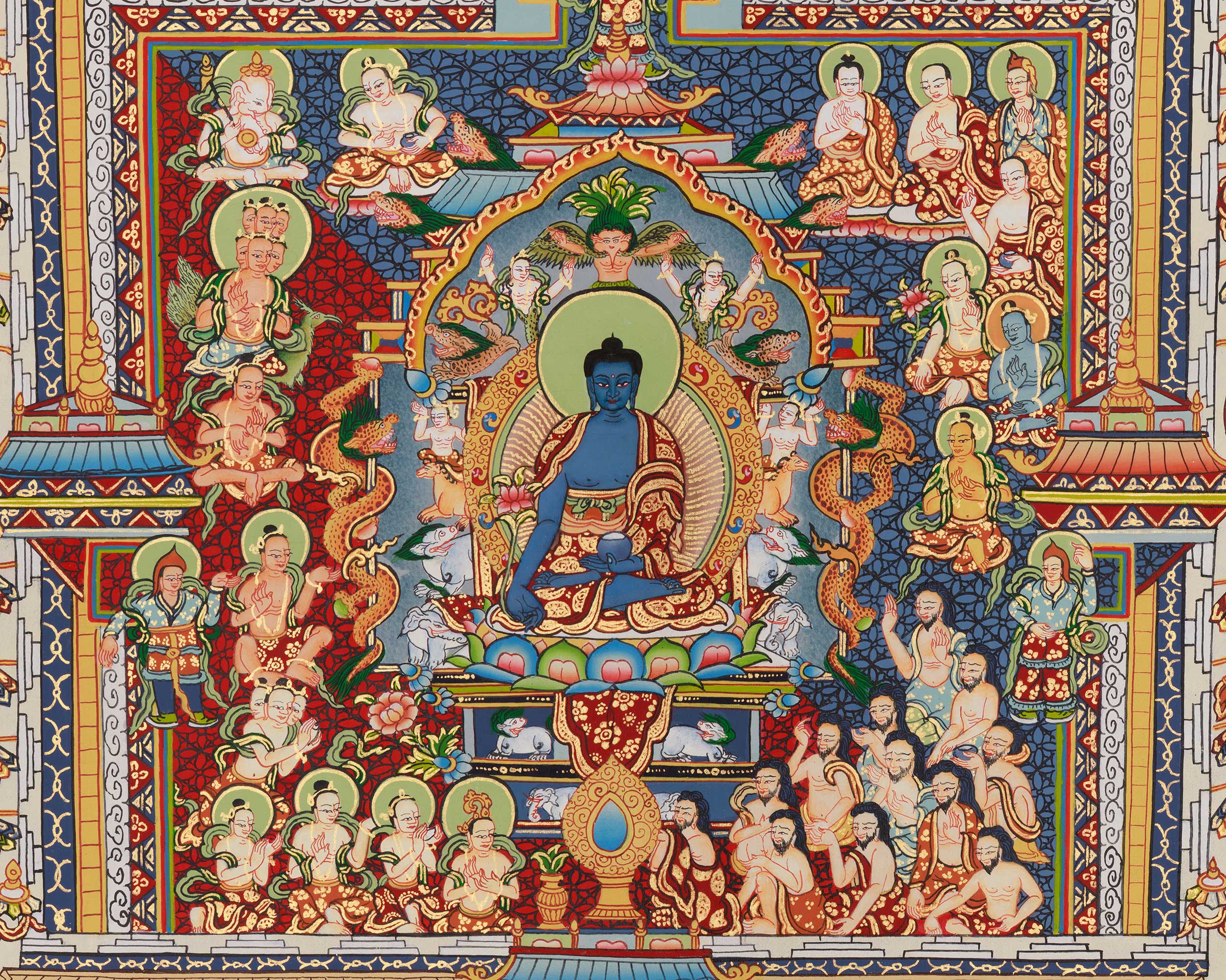 Medicine Buddha Mandala Thangka | Divine Buddhist Art of Healing Wisdom