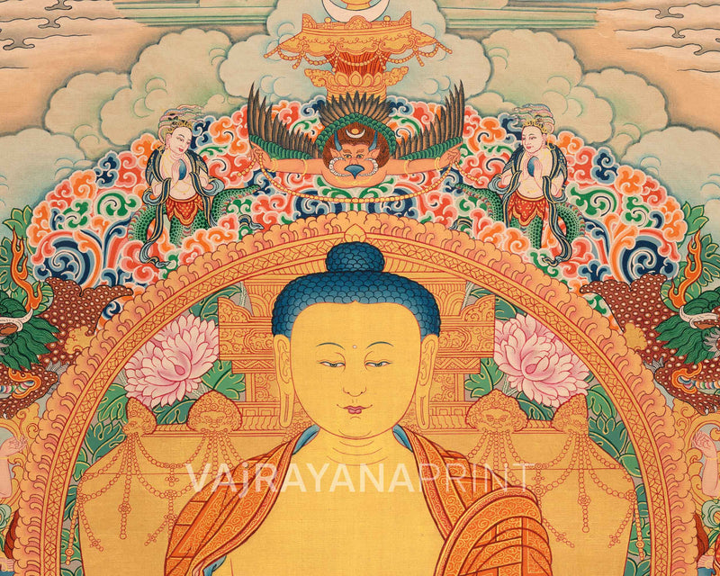 Buddha Shakyamuni Thangka Print | Print for Divine Blessings in the Journey to Enlightenment