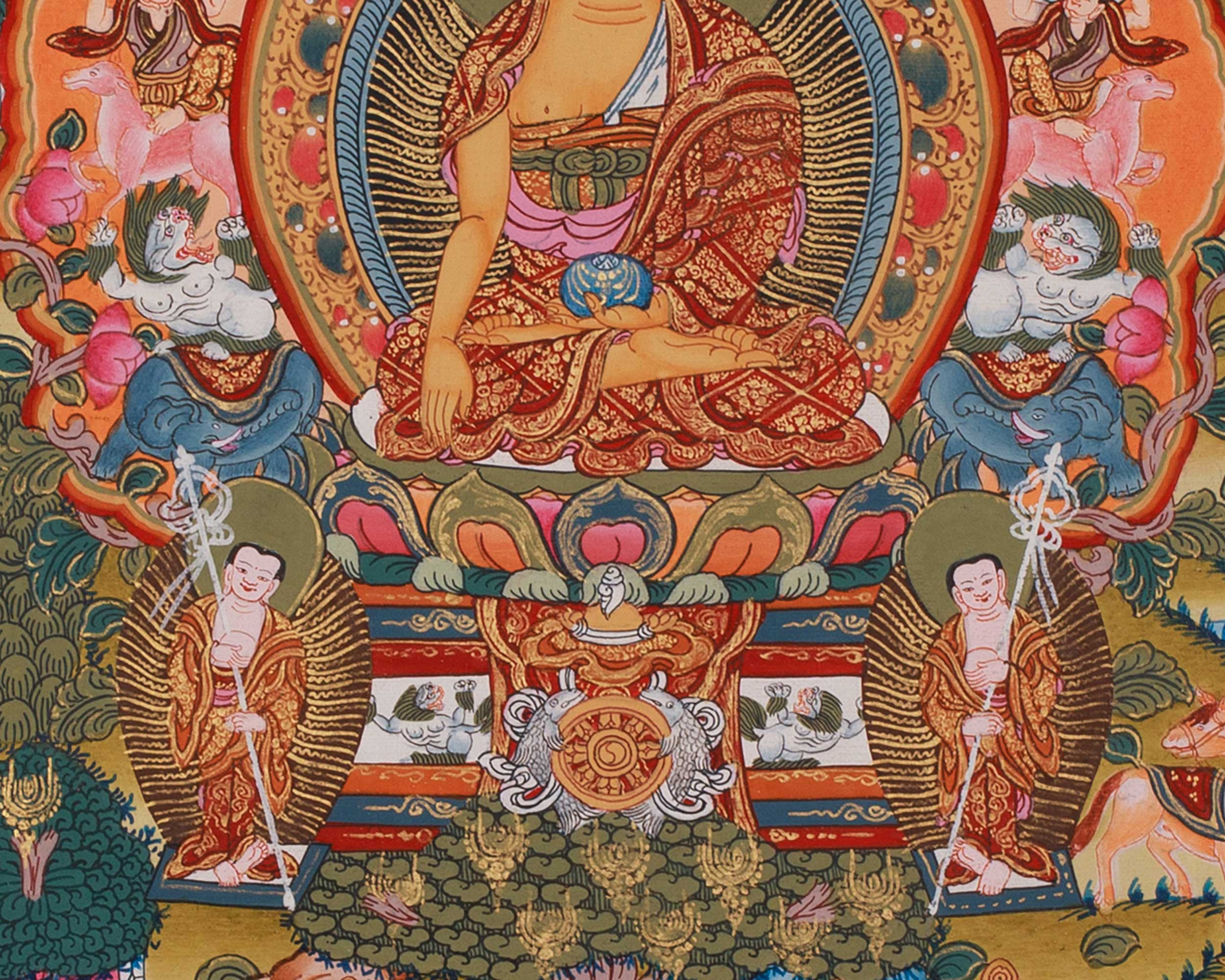 Traditional Thangka of Buddha's Life Story | Journey From Birth to Enlightenment