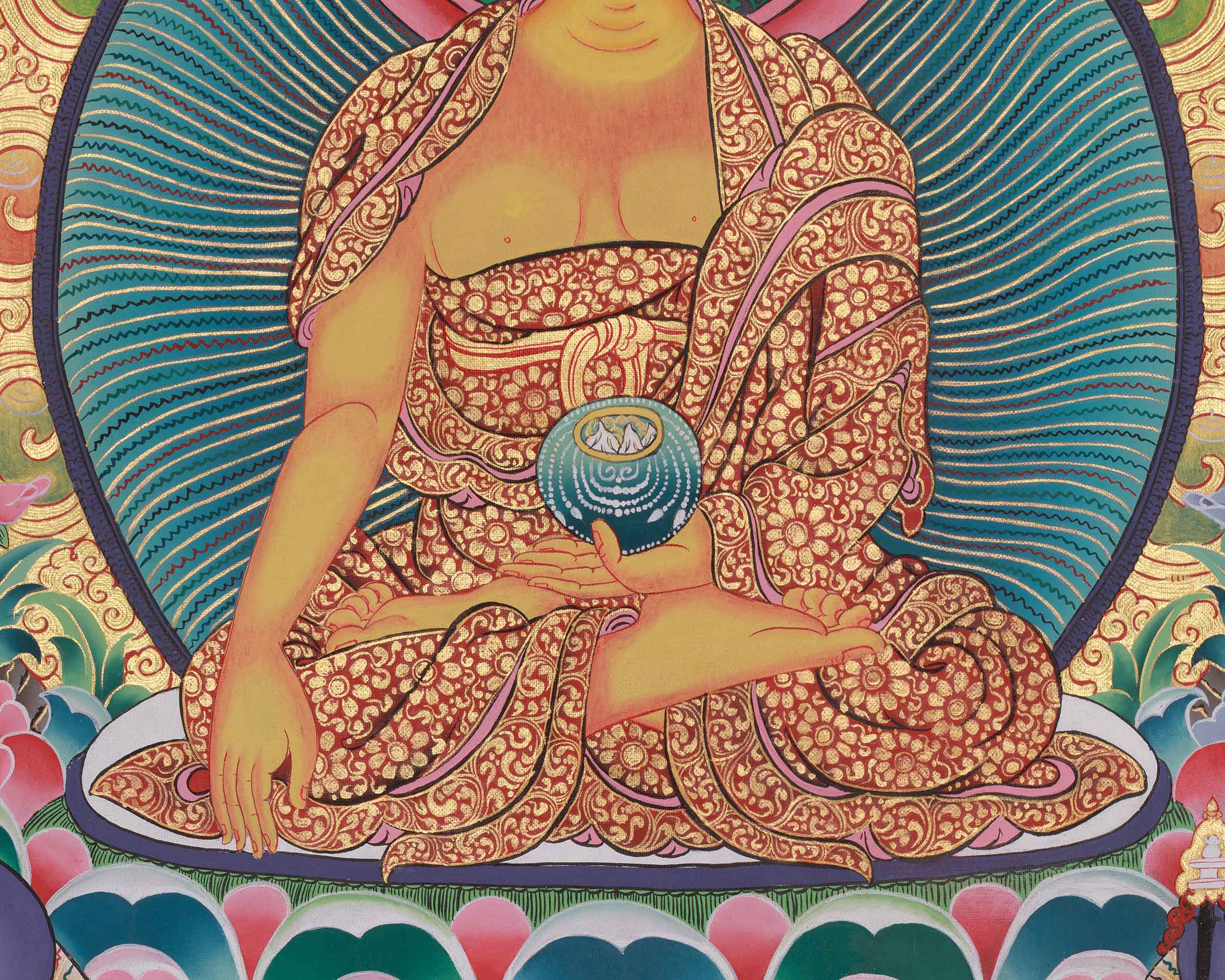 Peaceful Deity, Buddha Shakyamuni Thangka | Siddhartha Gautama | Meditation Art