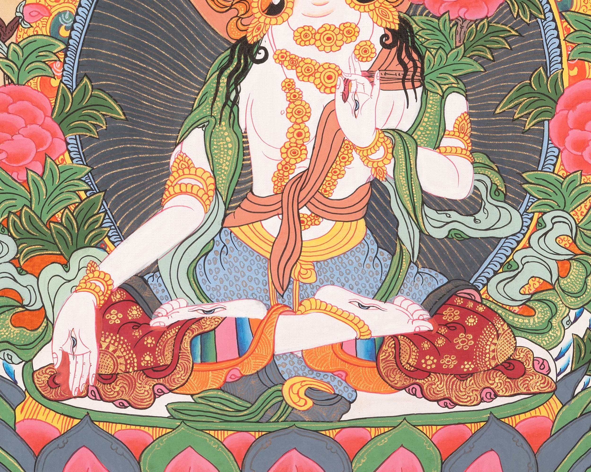 White Tara Thangka | Religious Tibetan Artwork | Wall Decors