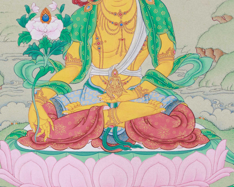 Small Ksitigarbha Thangka | Earth Treasury Bodhisattva | Protector & Liberator