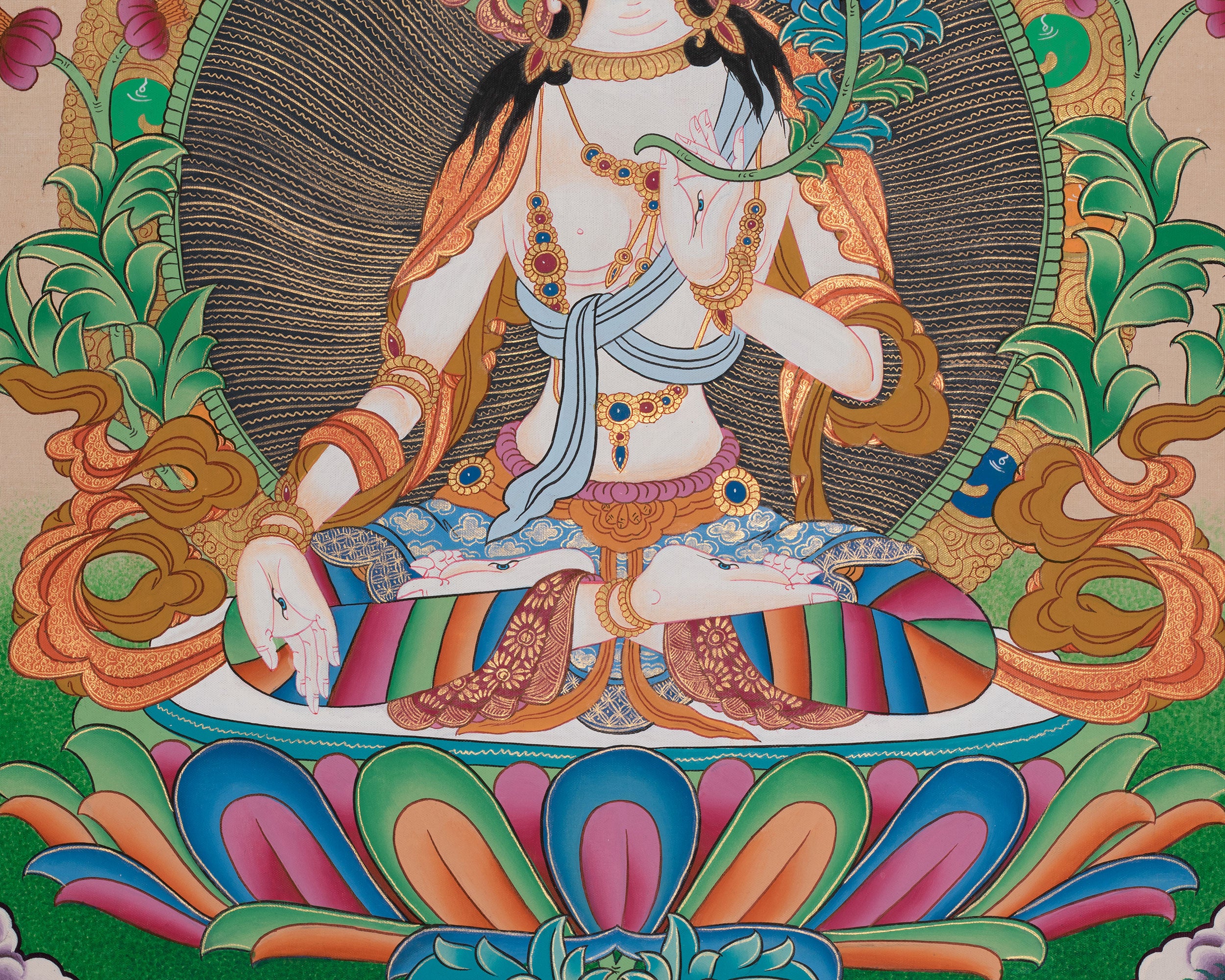 The White Tara Buddha Thangka Painting | Divine Feminine Energy | Meditation Decor