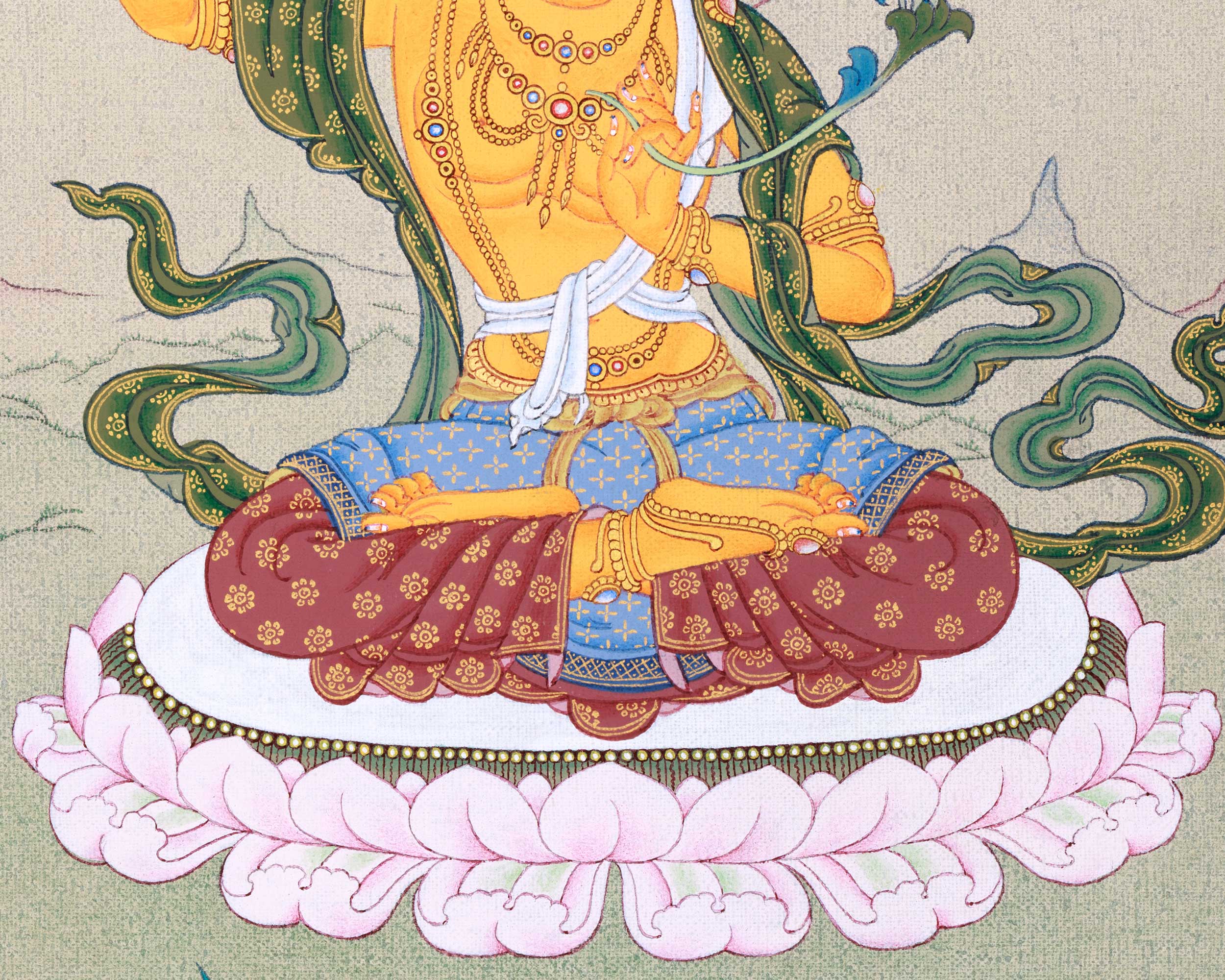 Tibetan Manjushri Bodhisattva Thangka | Original Artwork on Canvas