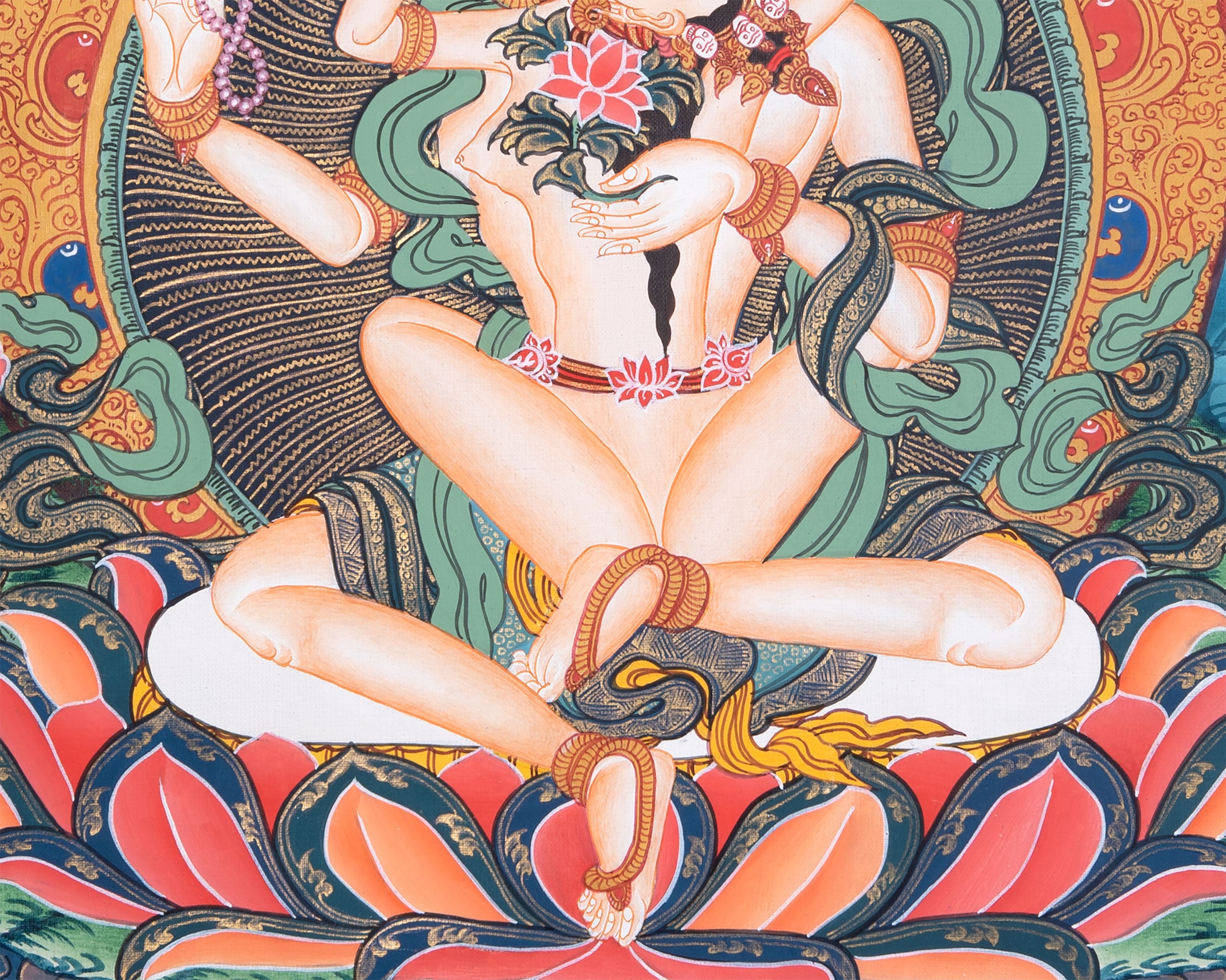Avalokiteshvara Thangka Painting | Hanging Art For Office , Bedroom , Temple , Monastery or Farmhouse