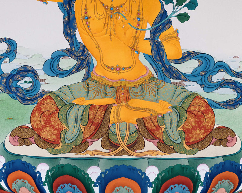 High-Quality Manjushri Giclee Thangka Print | Bodhisattva Of Wisdom | Tibetan Buddhism Art