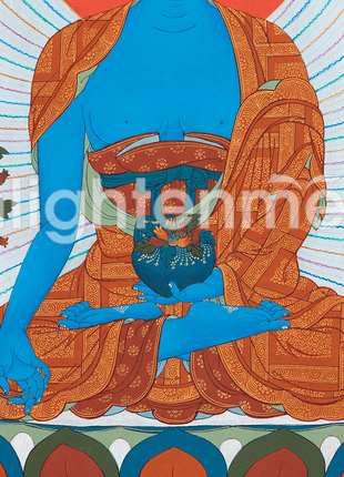 Blessings of the Medicine Buddha | Hand-Painted Tibetan Thangka Painting | Spiritual Wall Hanging Decor
