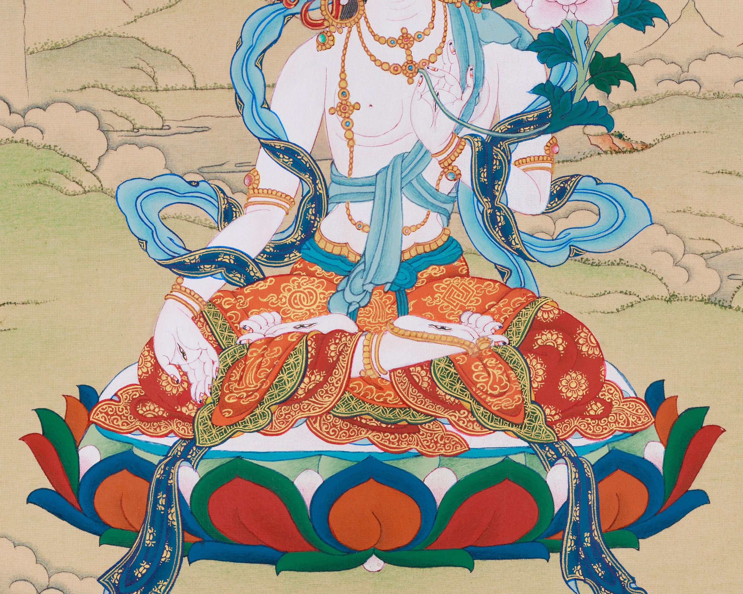 Female Deity White Tara Thangka | Goddess of Healing and Longevity