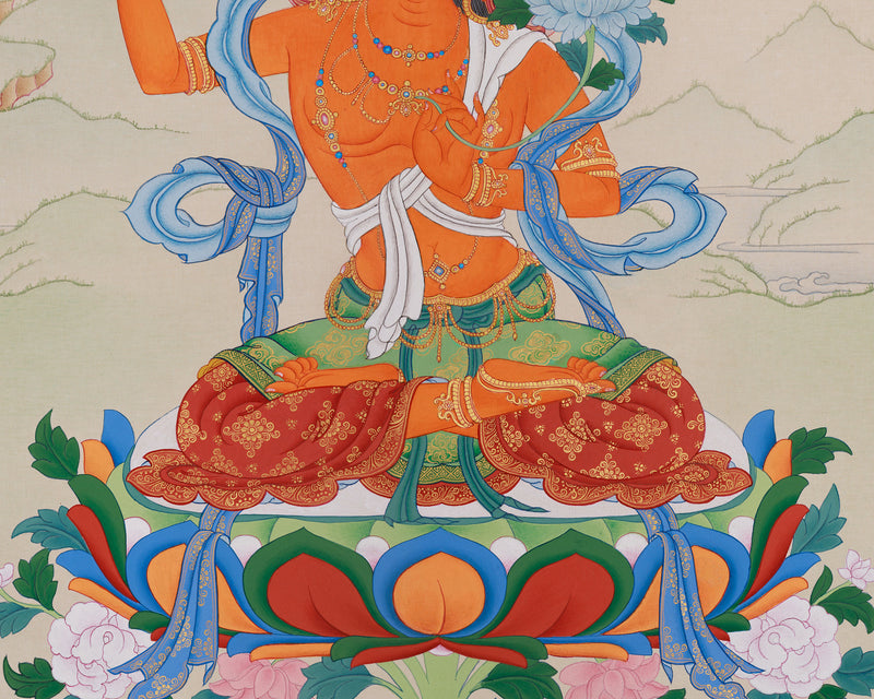 Wisdom Deity, Manjushri Thangka for Meditation | A Vision of Enlightened Wisdom