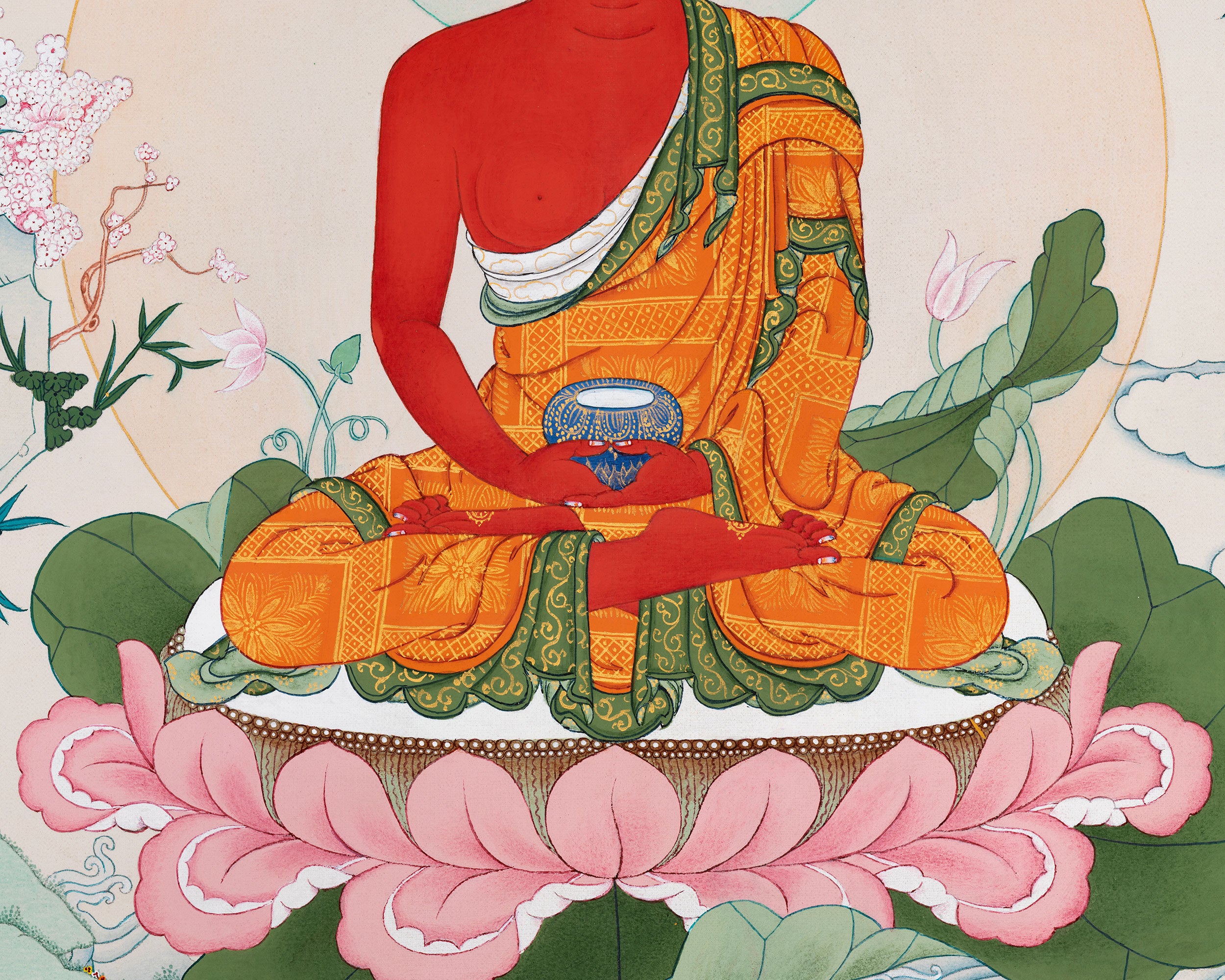 Red Buddha, Amitabha Canvas Print | Sacred Art of Infinite Light and Compassion
