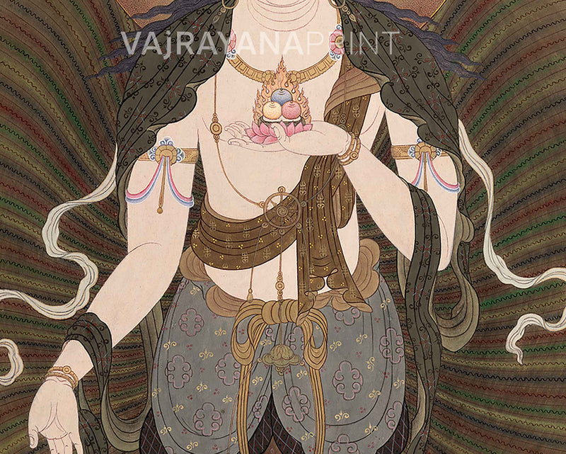 Ksitigarbha Mantra Thangka Print | Buddhist Art | Himalayan Wall Decor