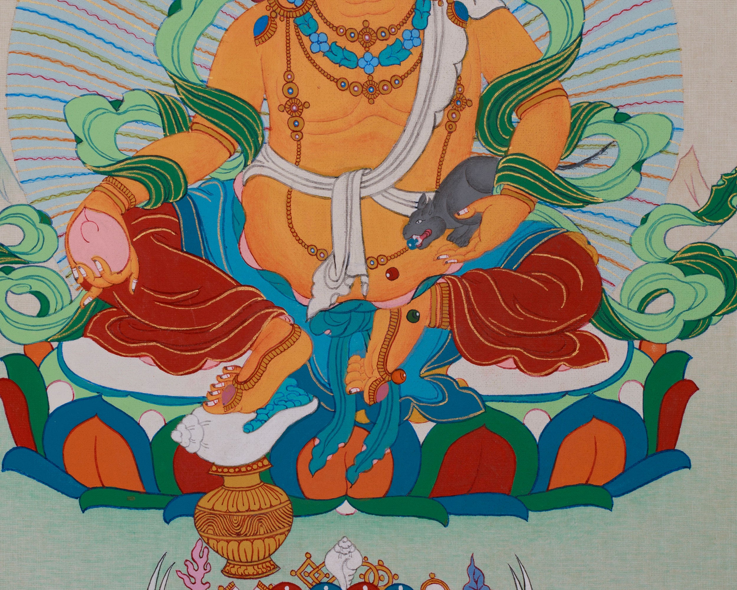 The God of Wealth, Dzambhala Thangka | Buddhist Deity of Prosperity