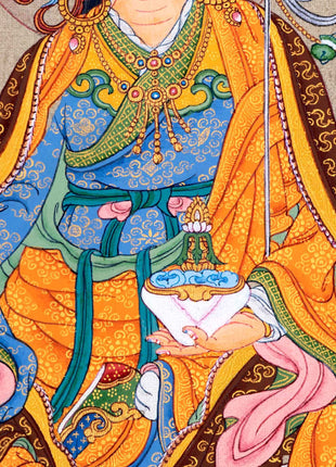 Sacred Guru Rinpoche Thangka | Handpainted Artwork For Mantra Practice | Authentic Tibetan Art