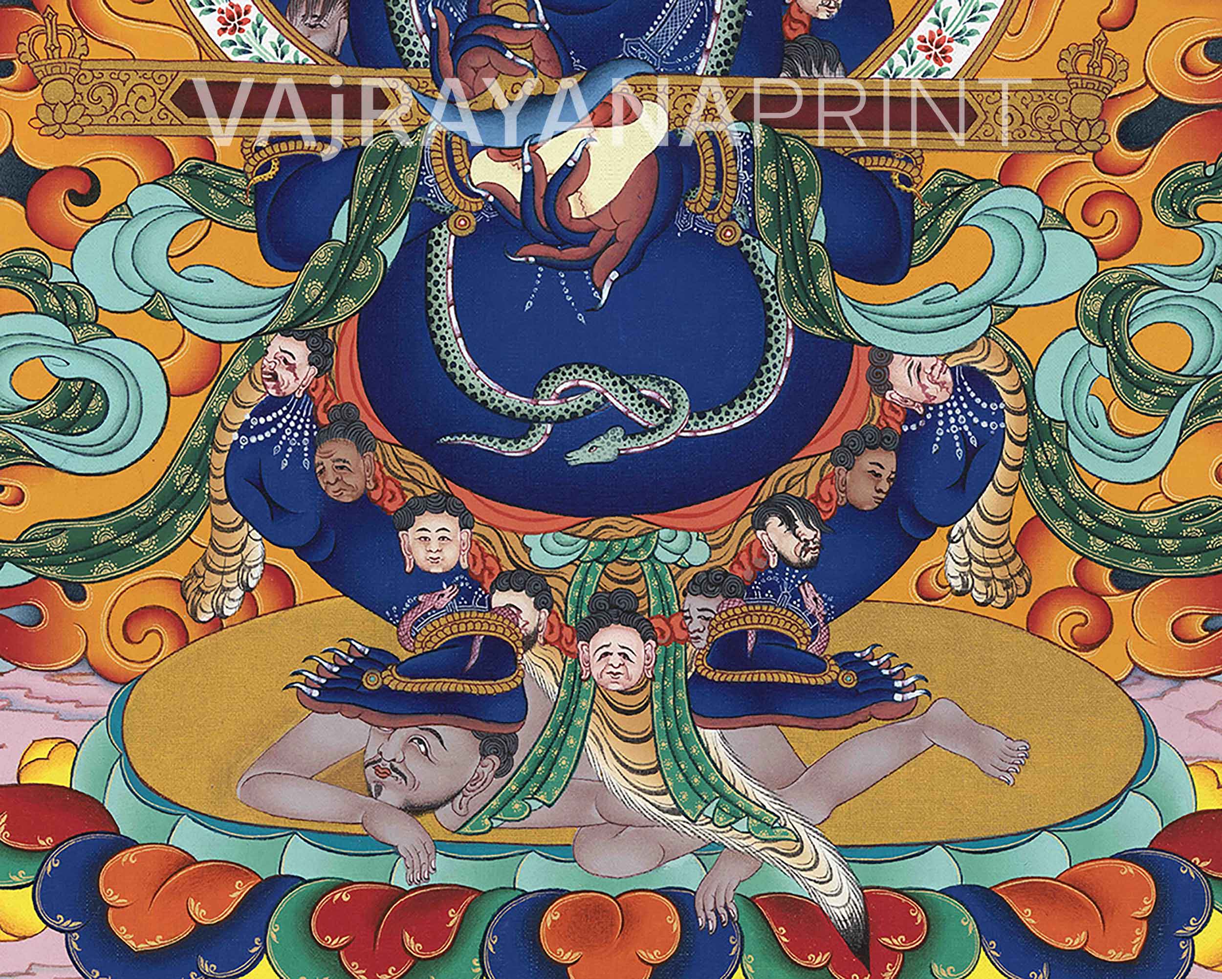 High Quality Sakya Mahakala Thangka Print | Guardian of Time | Buddhist Wall Decorations