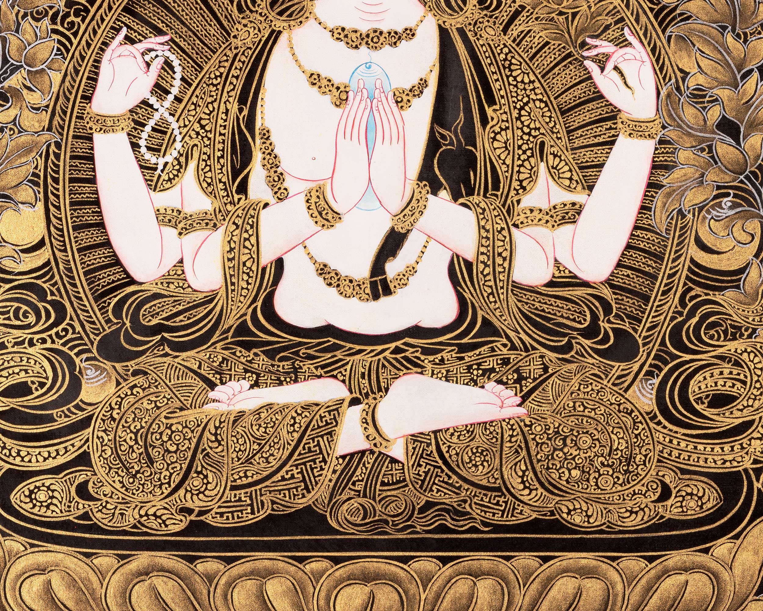 Bodhisattva Chengrezig Thangka | Original Handpainted Art | Traditional Painting