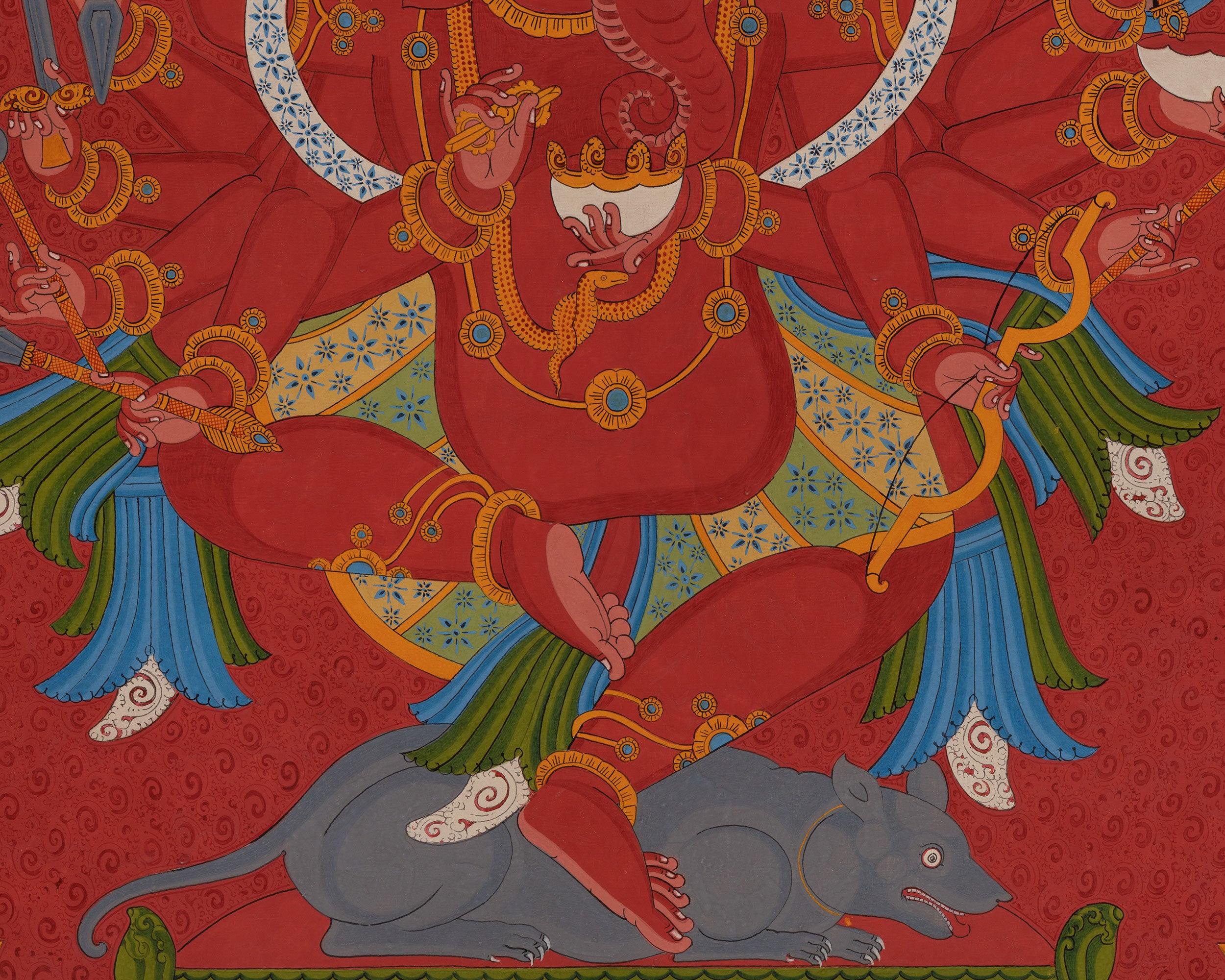 Multi-armed Ganesha Thangka | Embodiment of Intelligence and Wisdom