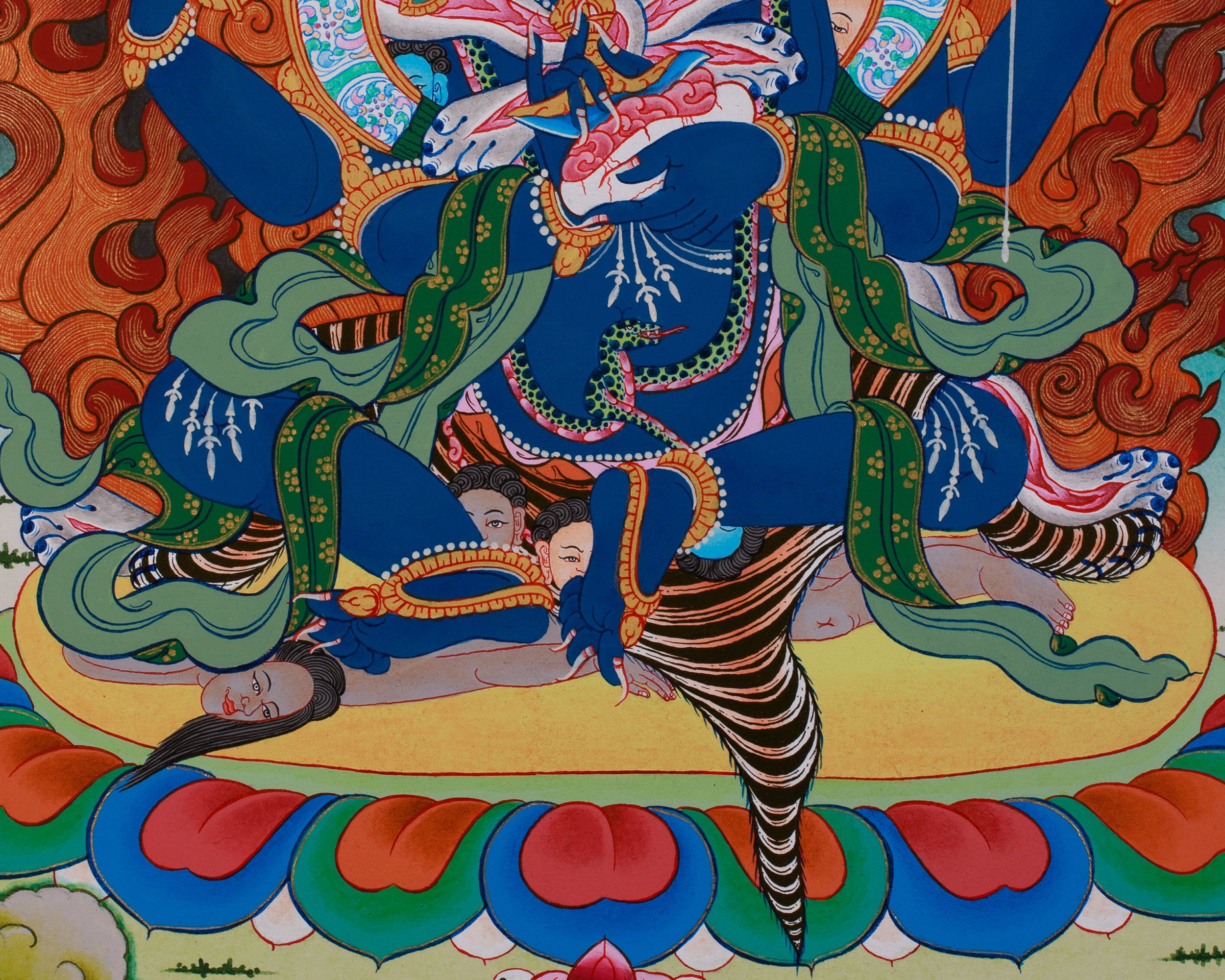 Tibetan Four-Armed Mahakala Thangka | Wrathful Protector of Dharma