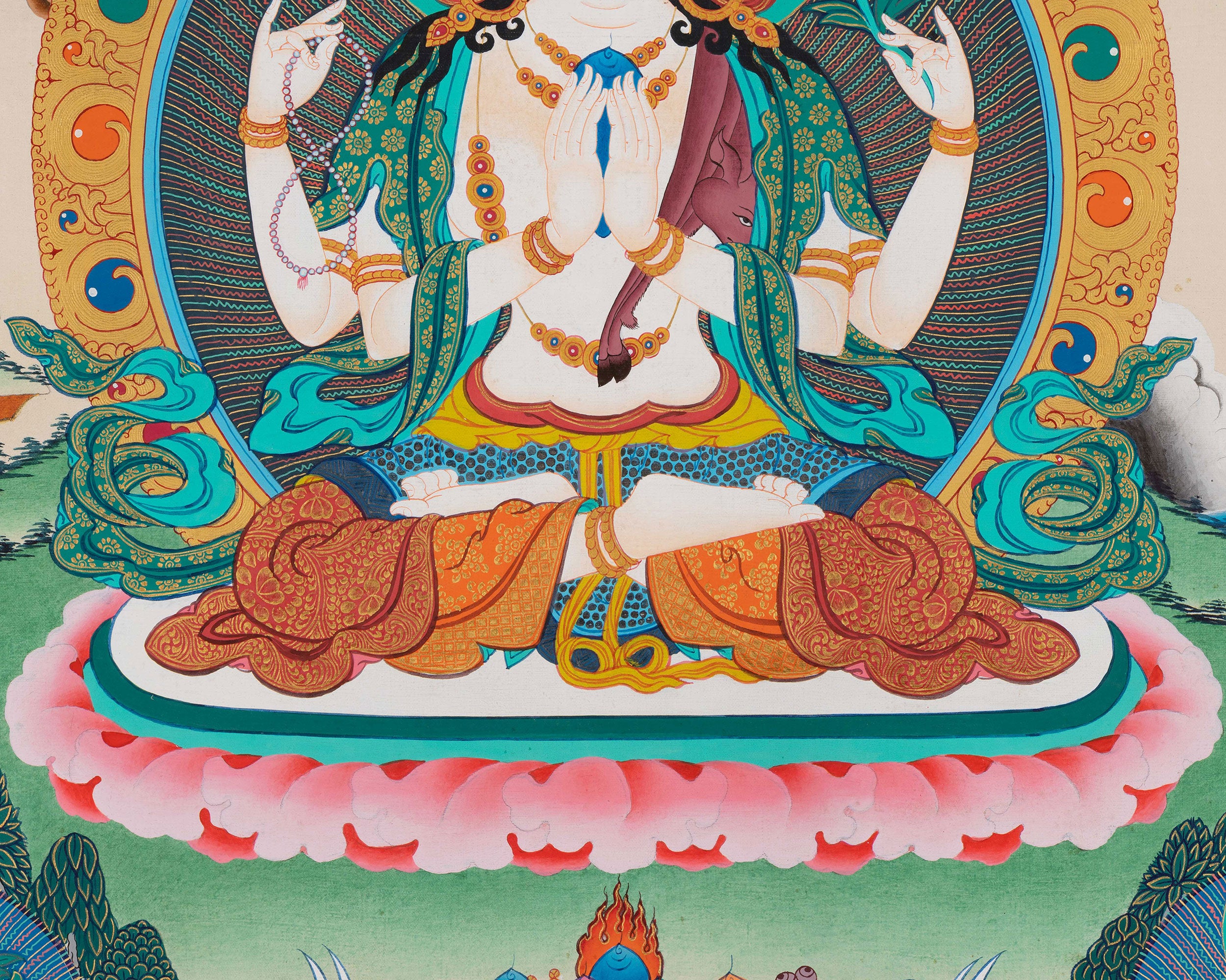 Divine Chenrezig Buddha Artwork | Sacred Thangka of Loving-Kindness and Protection