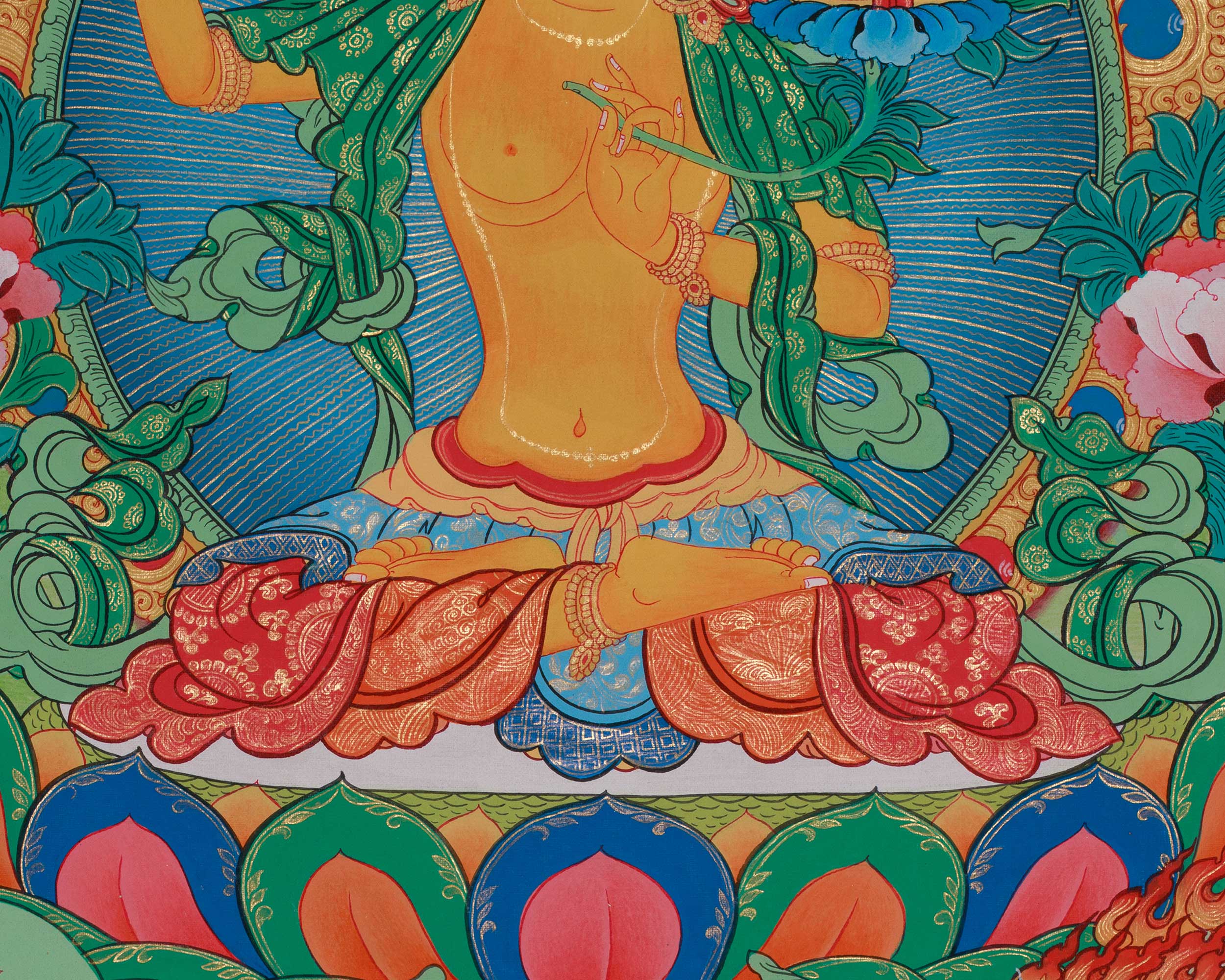 Original Thangka of Manjushree | Tibetan Buddhist Deity