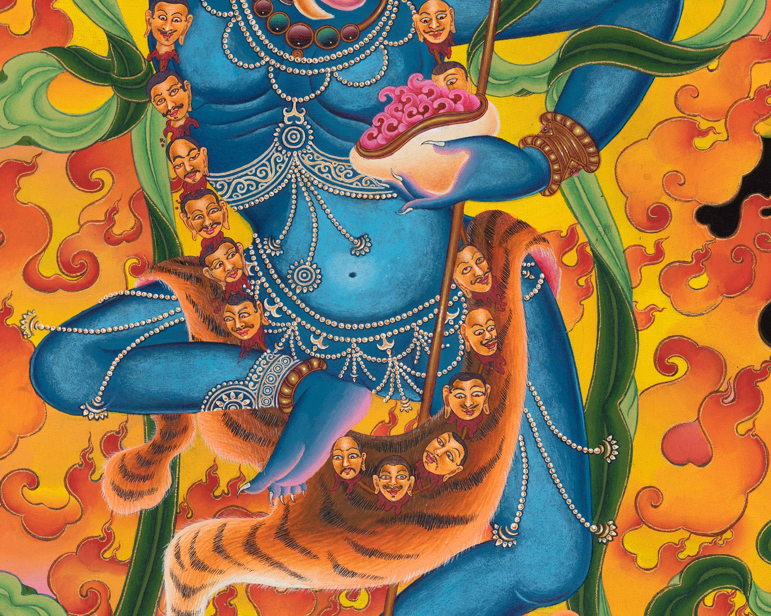Traditional Buddhist Dakini Singha Mukha Thangka Print | Buddhist Spiritual Gifts