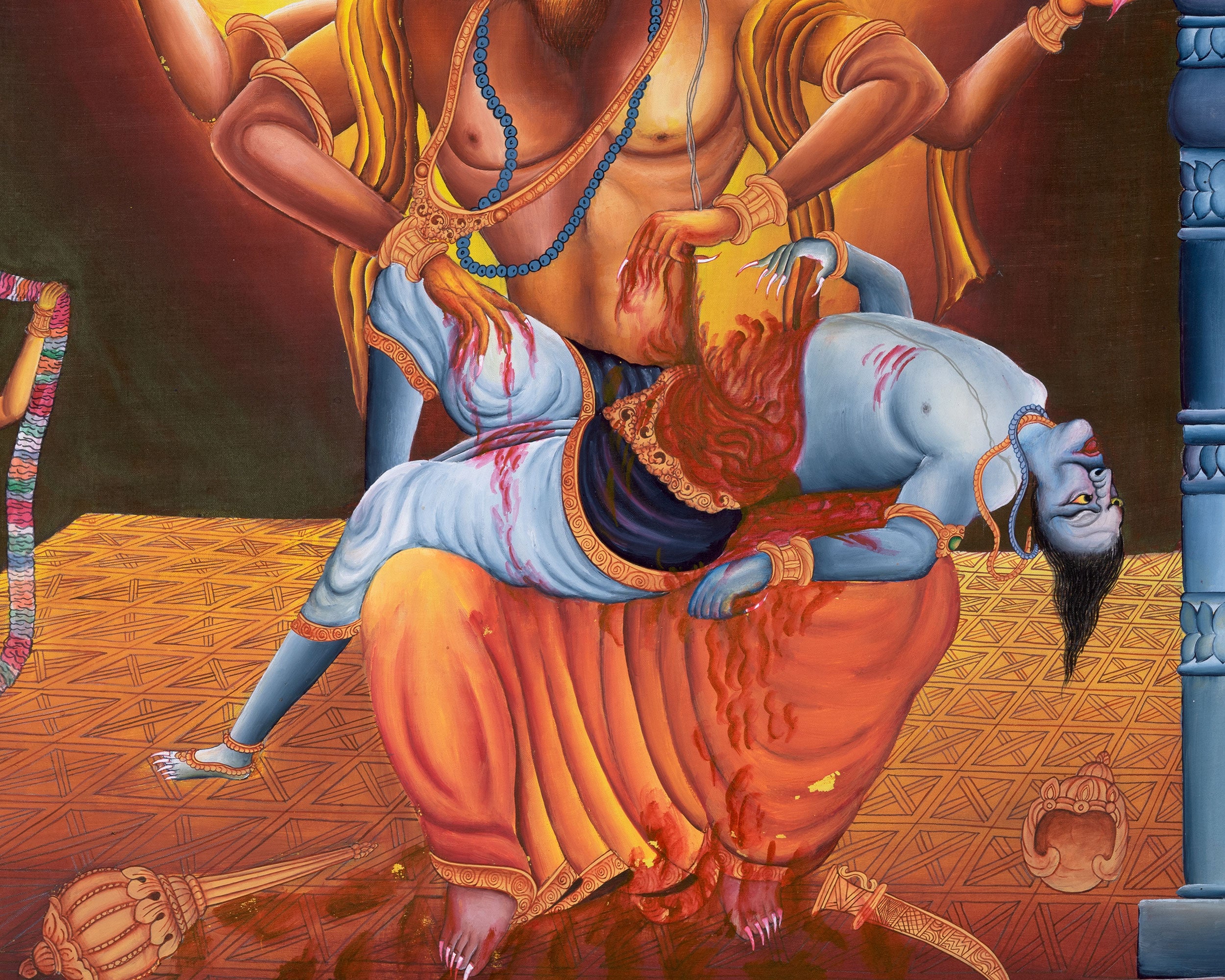 Fierce Narasimha Thangka | Lion-Headed Deity